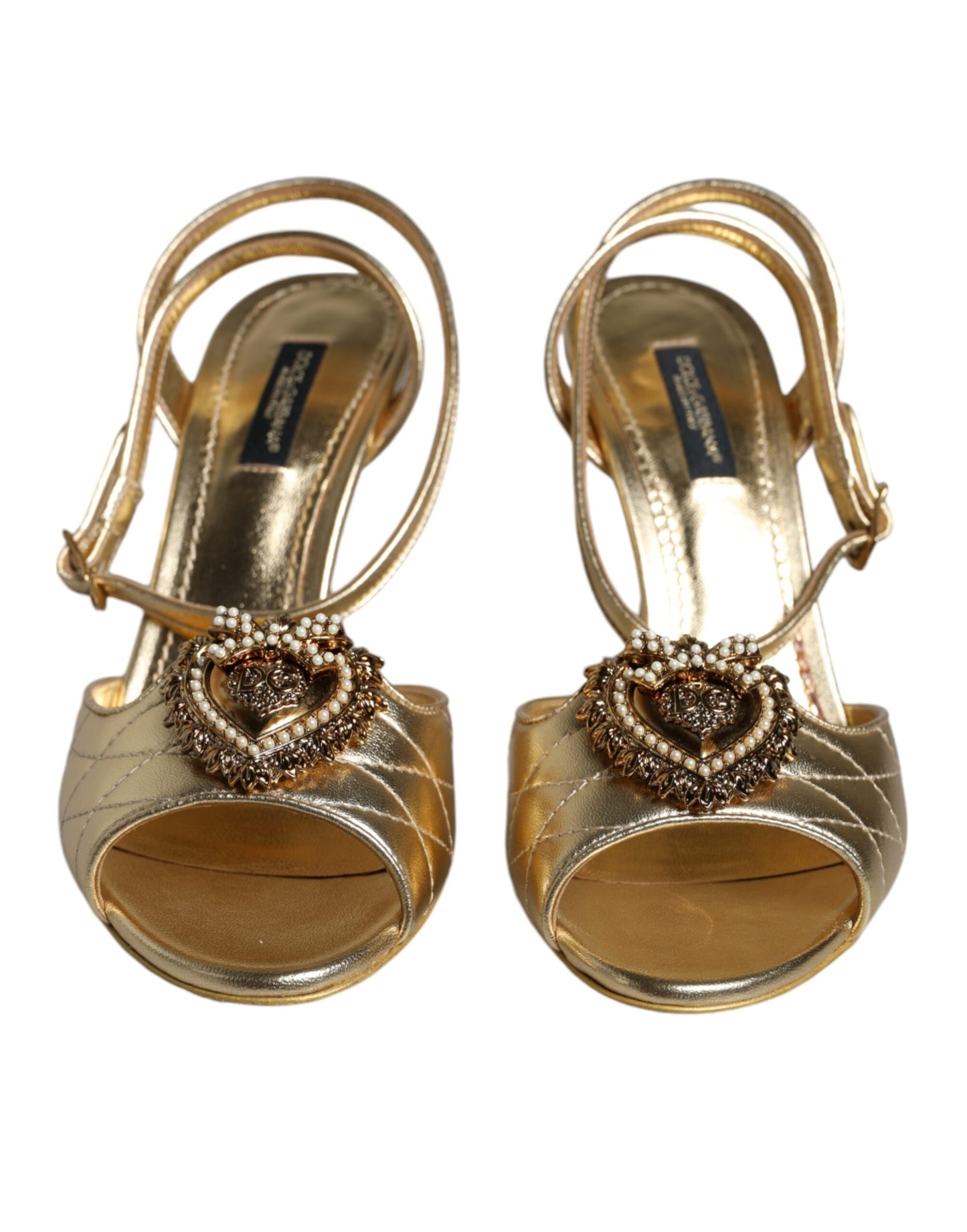 Dolce &amp; Gabbana Gold Devotion Embellished Keira Sandals Shoes