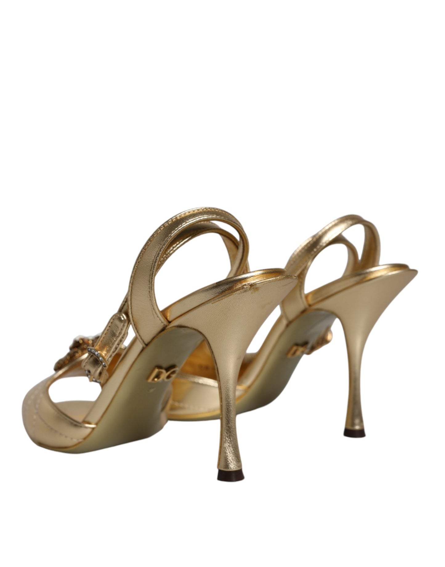 Dolce &amp; Gabbana Gold Devotion Embellished Keira Sandals Shoes