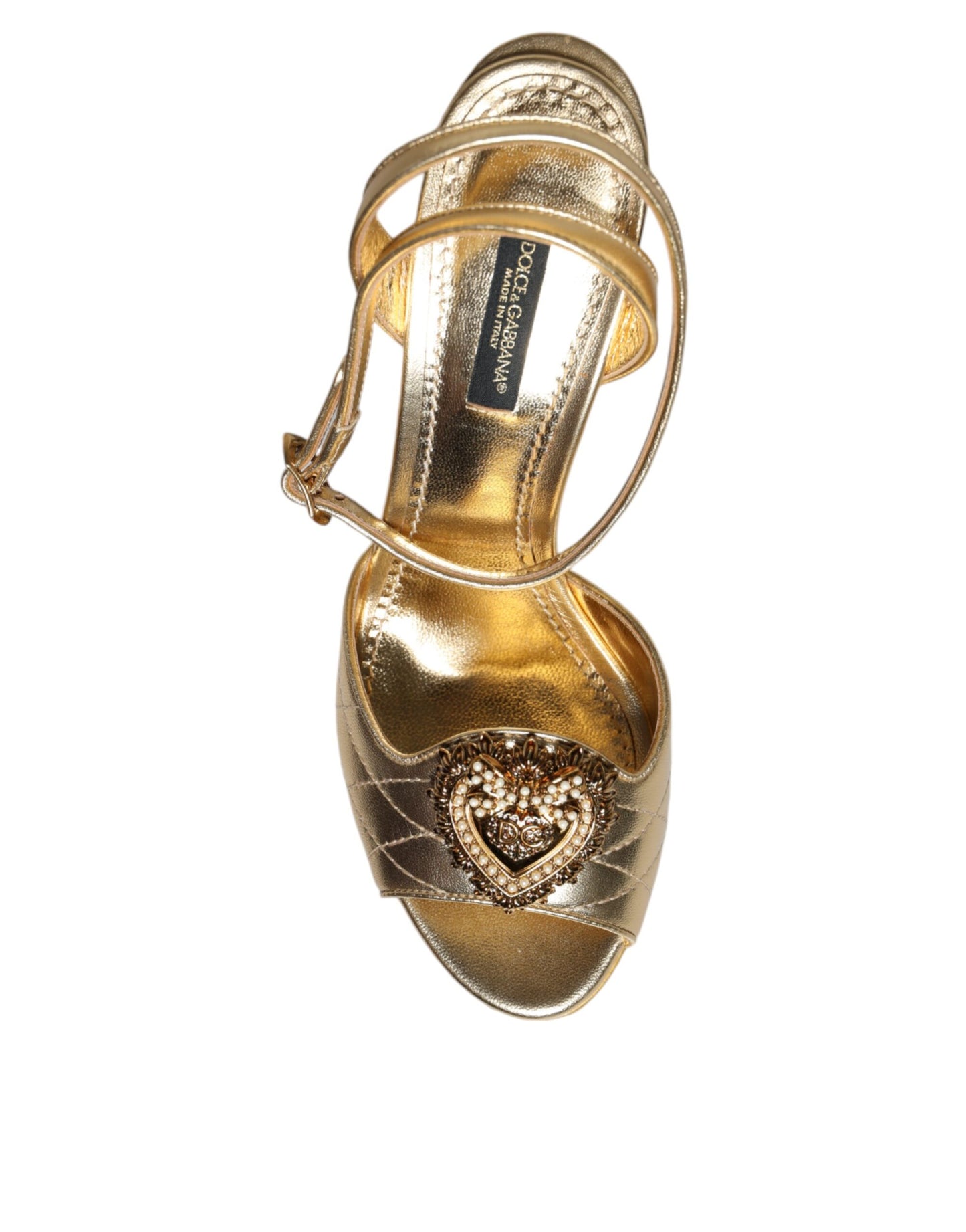 Dolce &amp; Gabbana Gold Devotion Embellished Keira Sandals Shoes