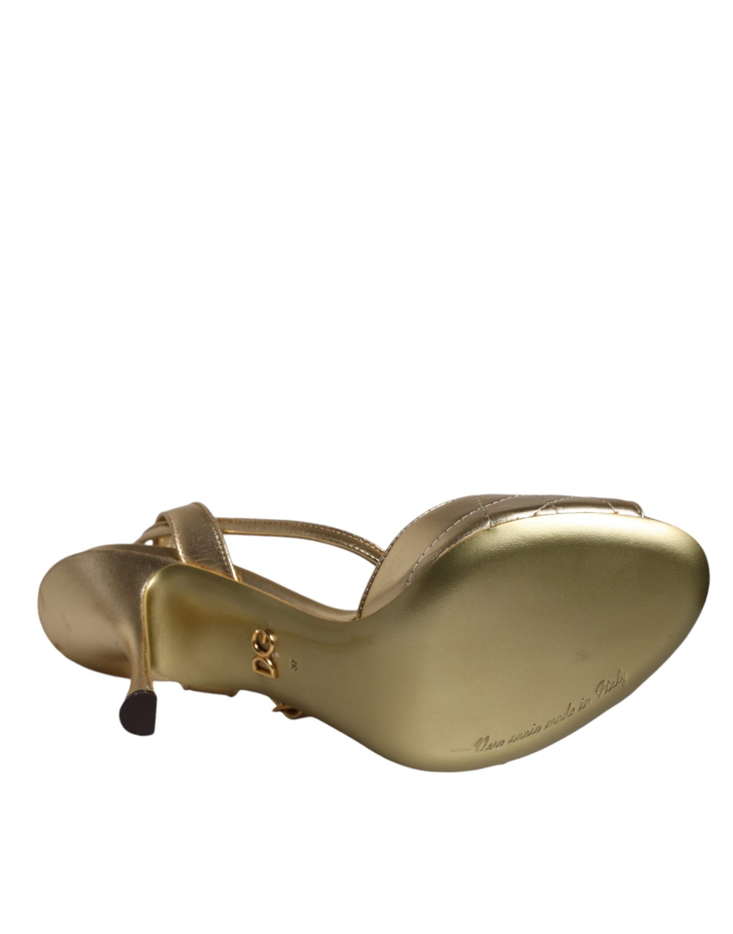 Dolce &amp; Gabbana Gold Devotion Embellished Keira Sandals Shoes