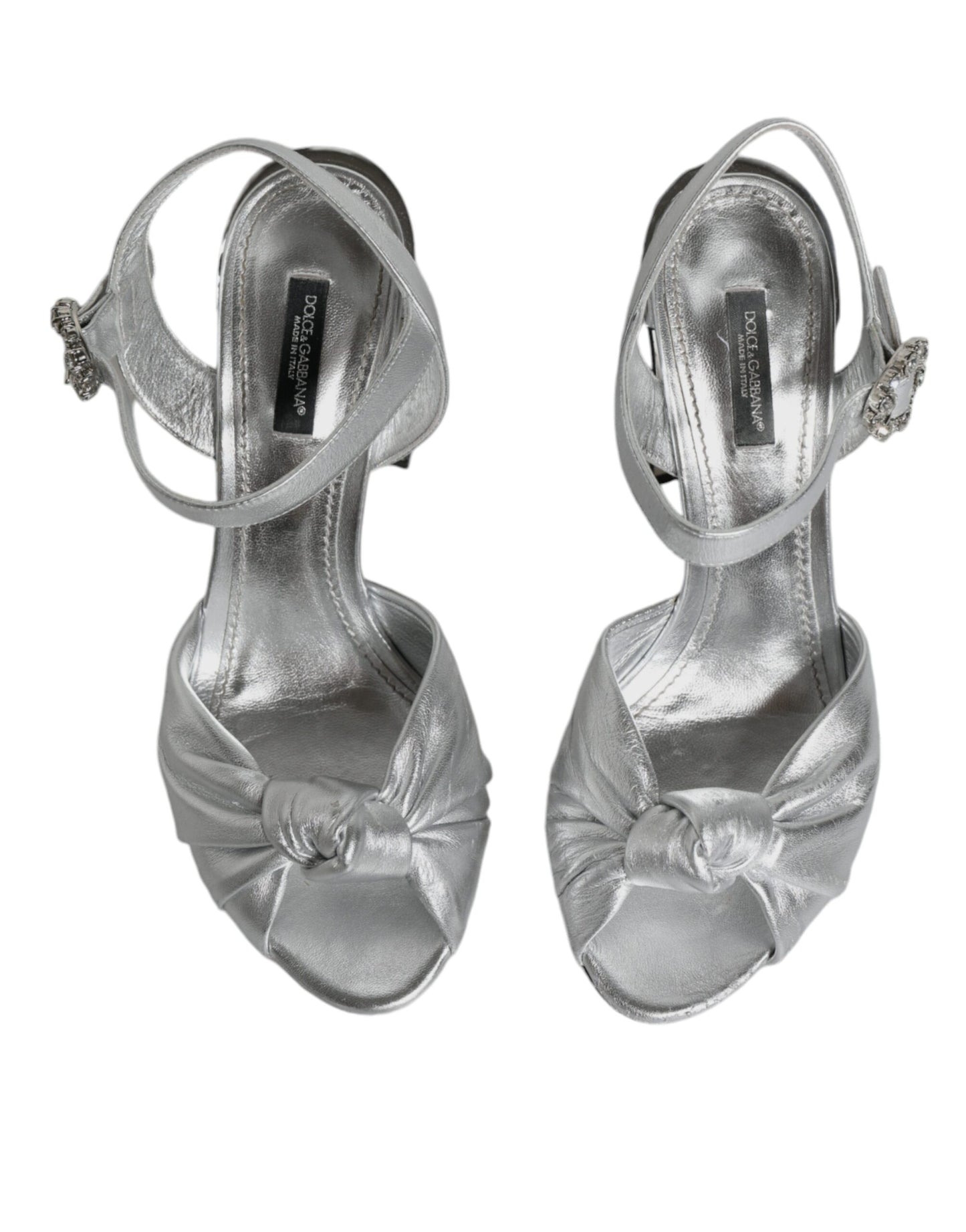 Dolce &amp; Gabbana Silver Mirror Heels KEIRA Sandals Shoes