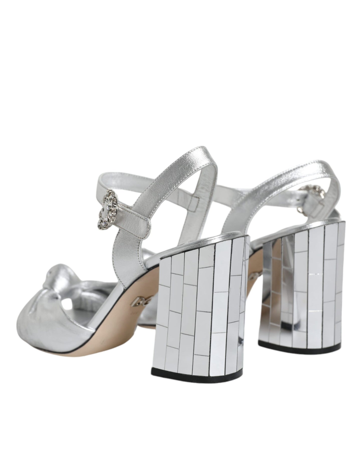 Dolce &amp; Gabbana Silver Mirror Heels KEIRA Sandals Shoes