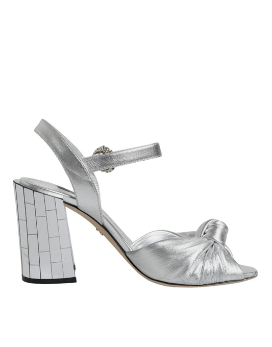 Dolce &amp; Gabbana Silver Mirror Heels KEIRA Sandals Shoes