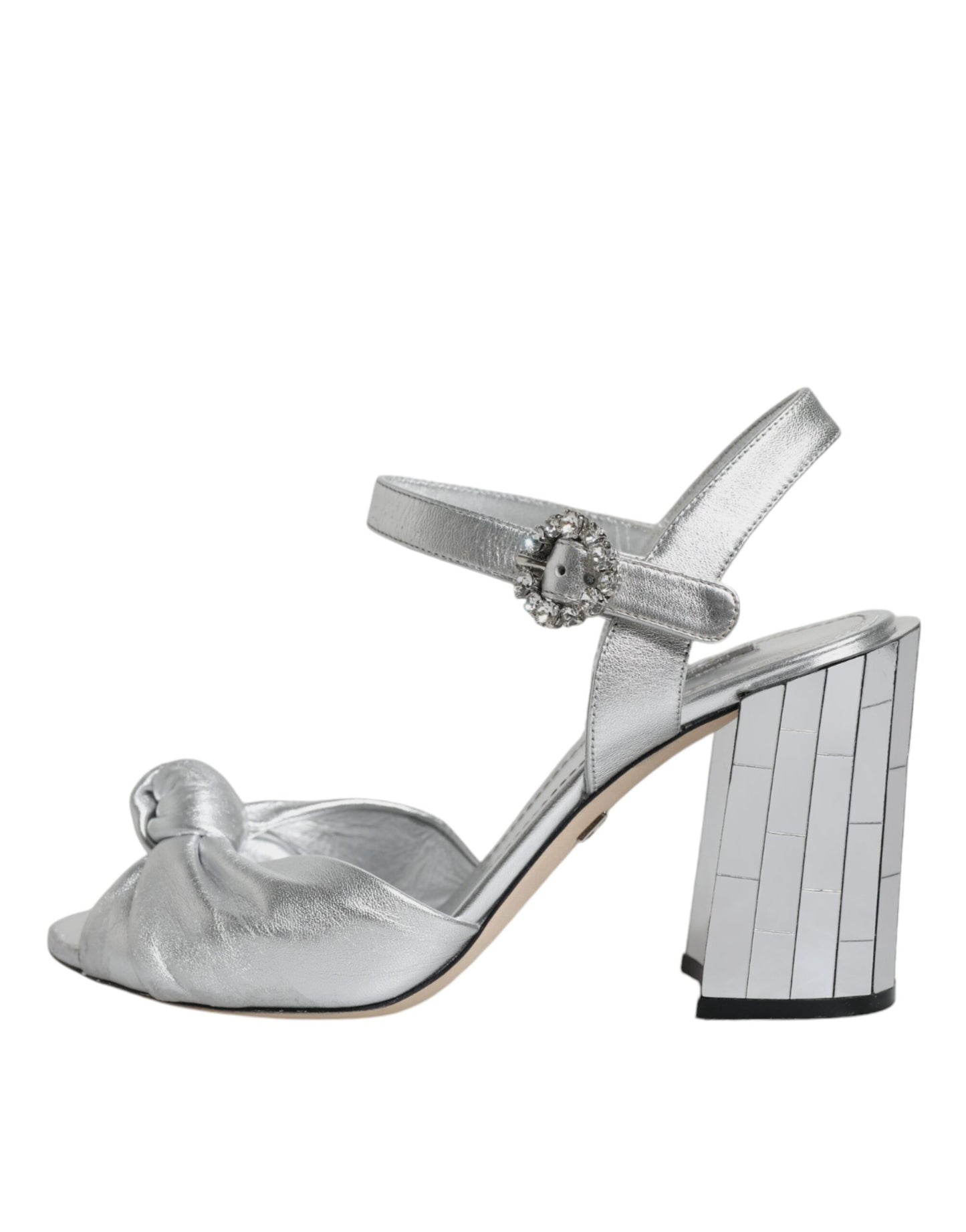 Dolce &amp; Gabbana Silver Mirror Heels KEIRA Sandals Shoes