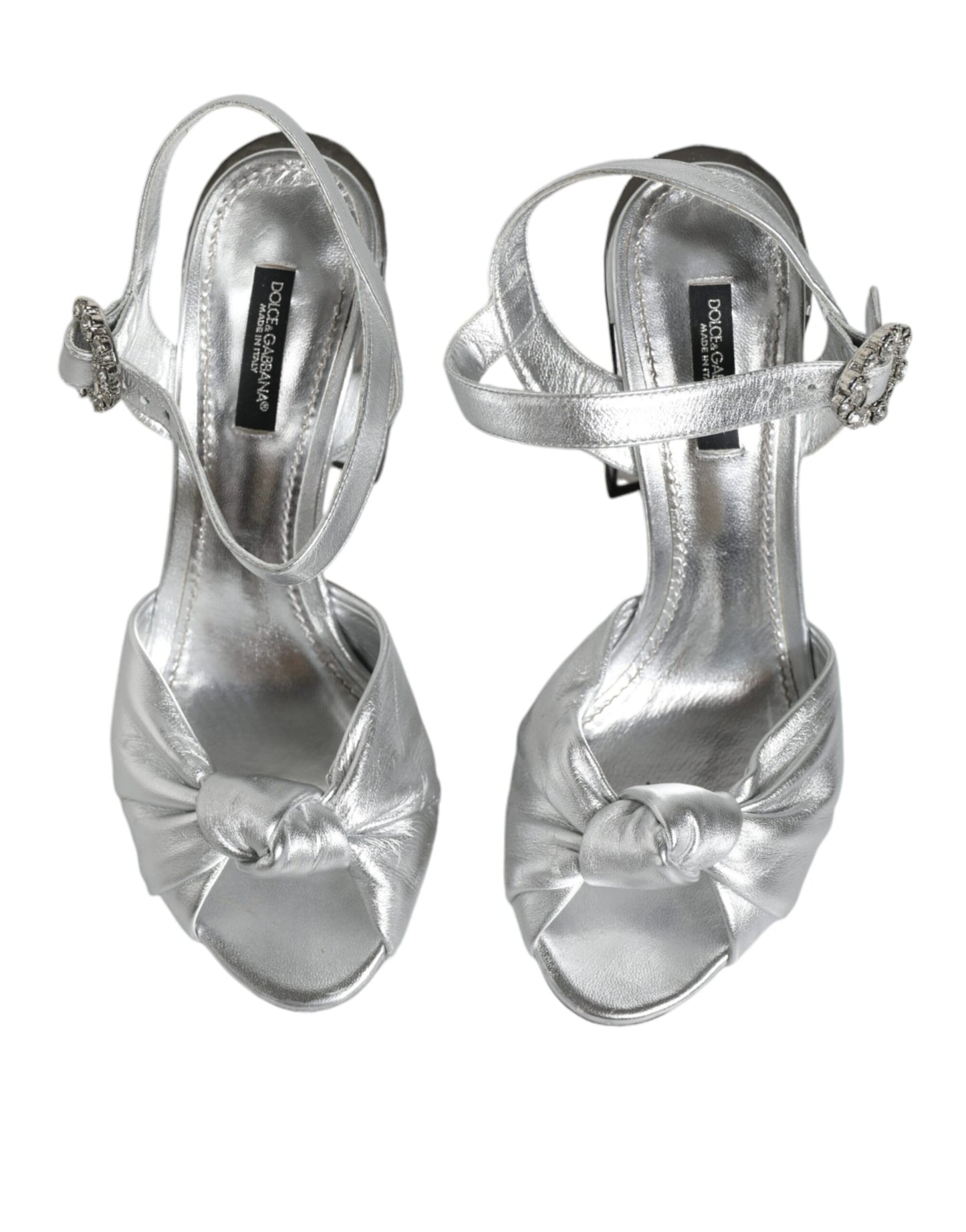 Dolce &amp; Gabbana Silver Mirror Heels KEIRA Sandals Shoes