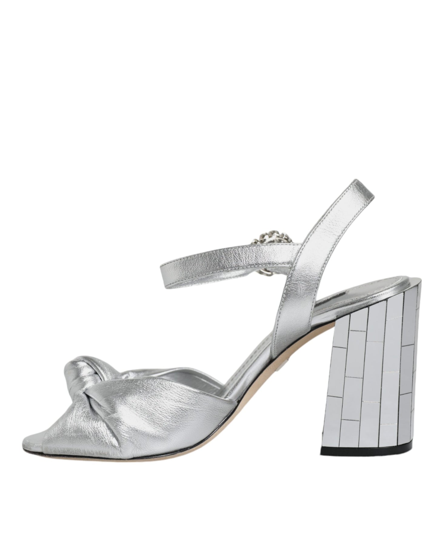 Dolce &amp; Gabbana Silver Mirror Heels KEIRA Sandals Shoes