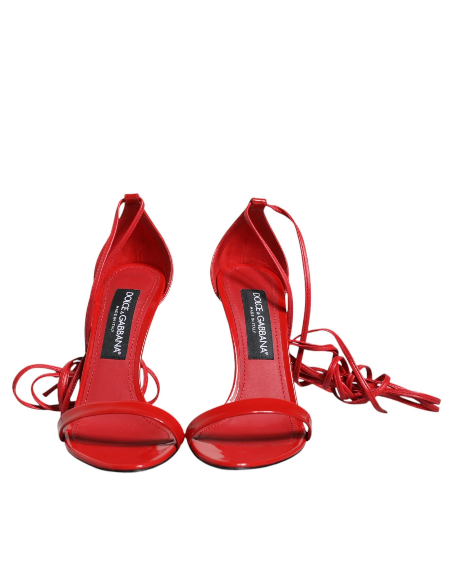 Dolce &amp; Gabbana Red Leather Keira High Heels Sandals Shoes