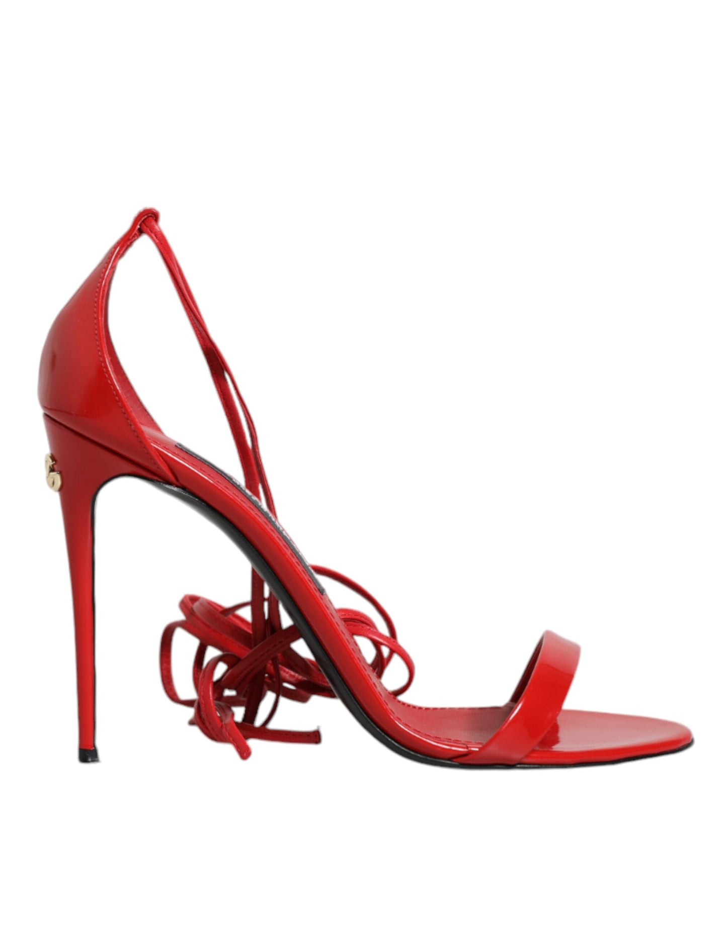 Dolce &amp; Gabbana Red Leather Keira High Heels Sandals Shoes