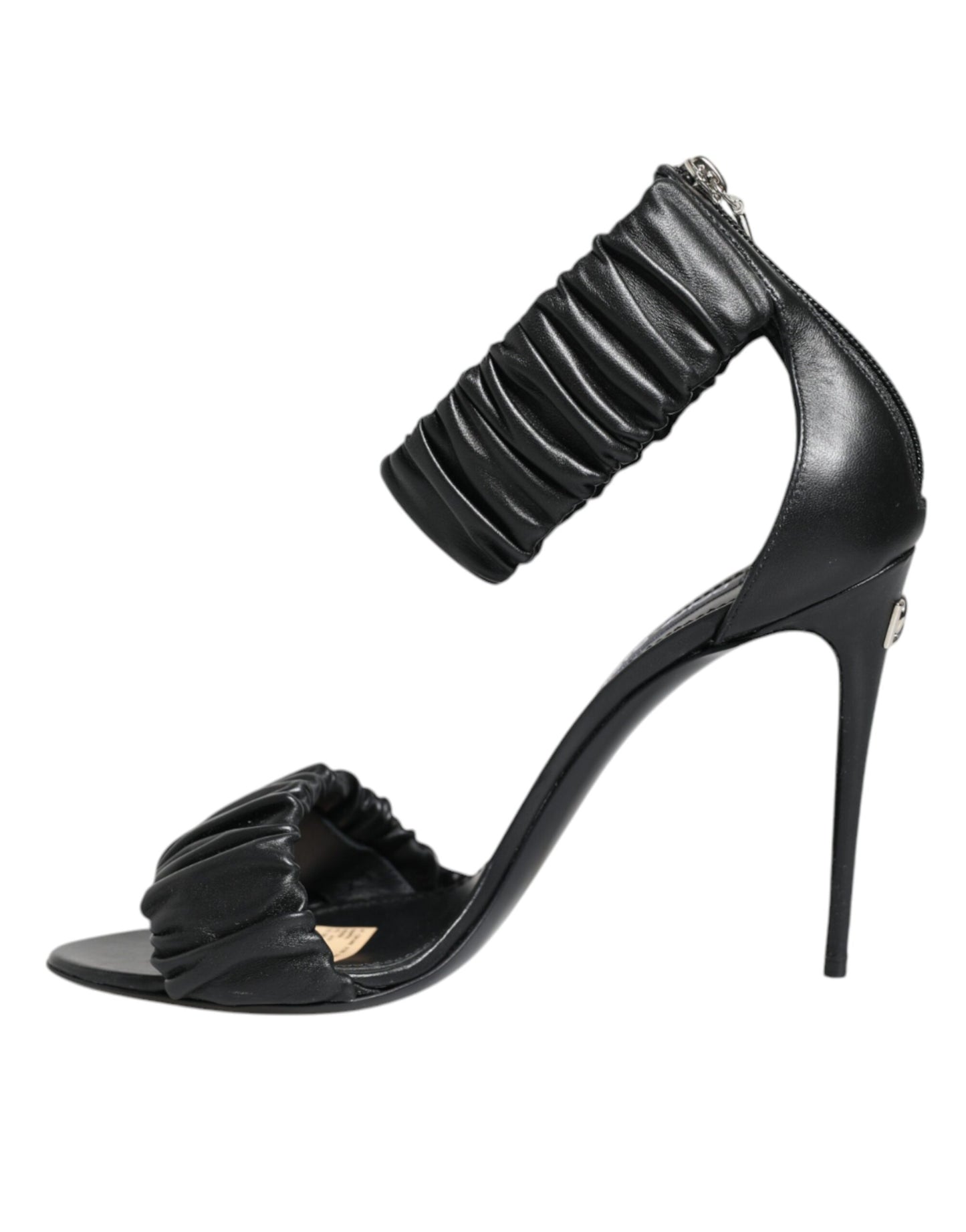 Dolce &amp; Gabbana Black High Heels Ankle Strap Sandals Shoes