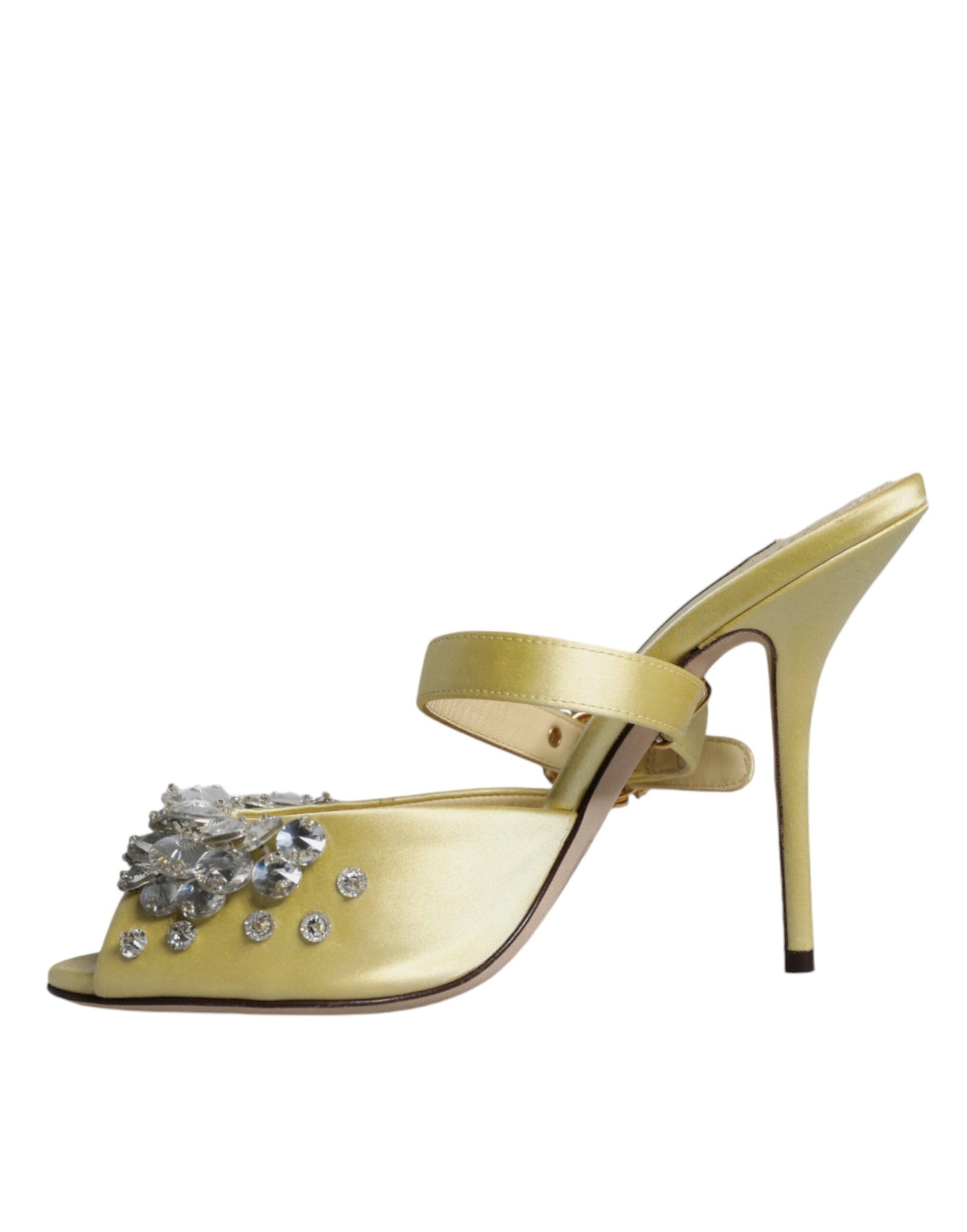 Dolce &amp; Gabbana Yellow Crystal Slides Heels Sandals Shoes