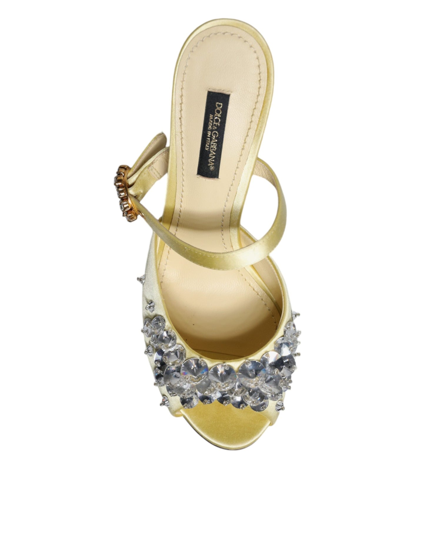 Dolce &amp; Gabbana Yellow Crystal Slides Heels Sandals Shoes