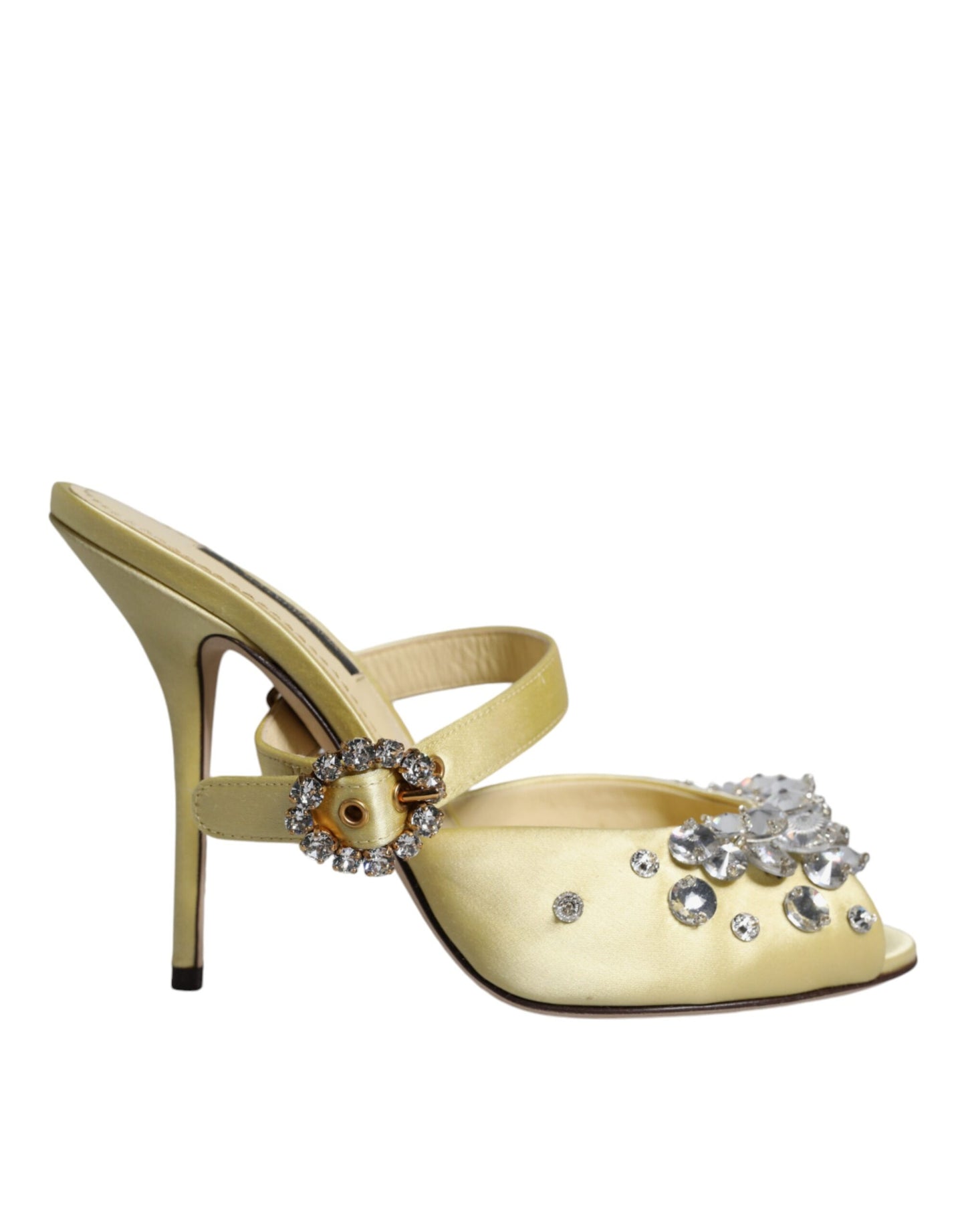 Dolce &amp; Gabbana Yellow Crystal Slides Heels Sandals Shoes