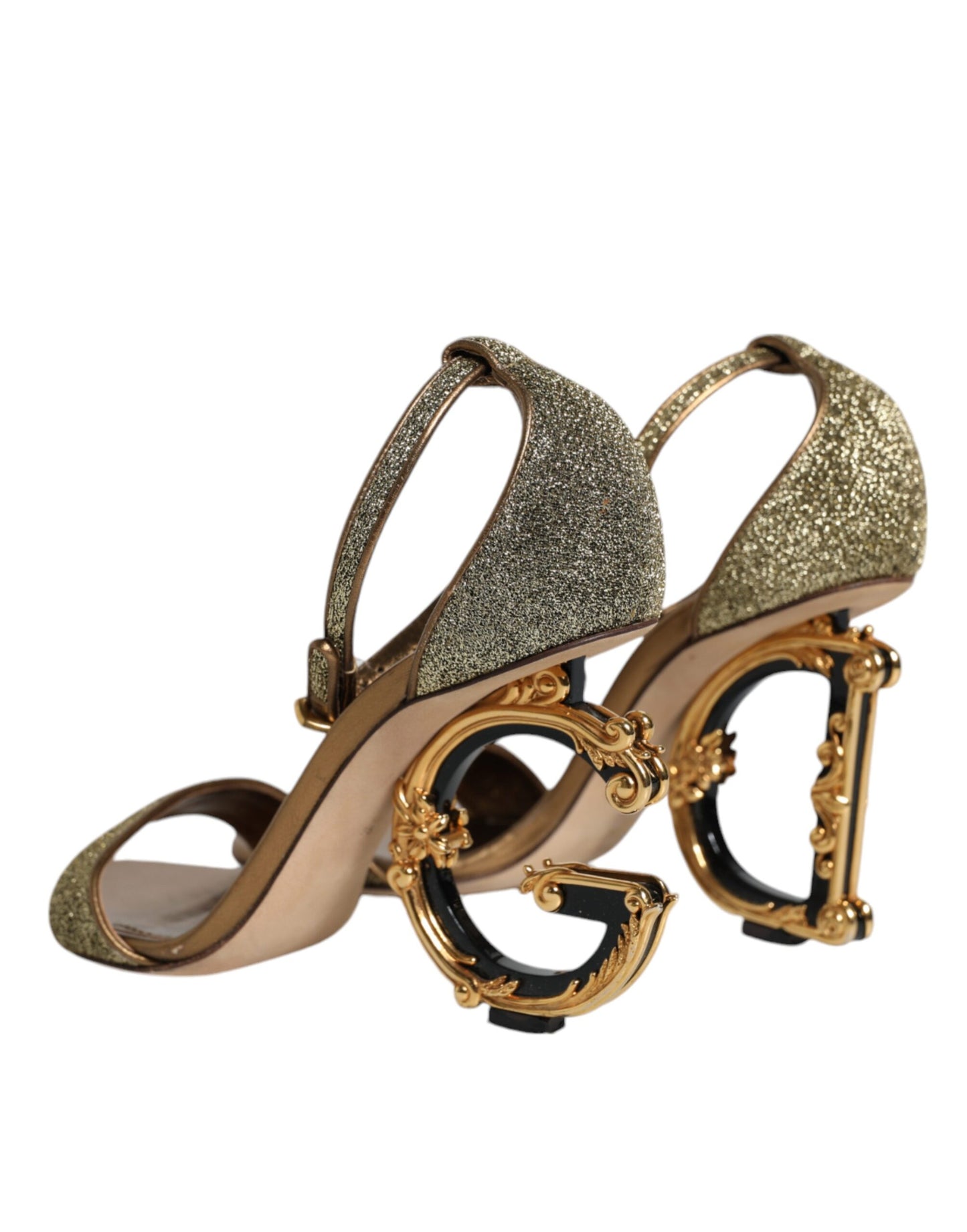 Dolce &amp; Gabbana Gold Lurex Ankle Strap Heel Sandals Shoes