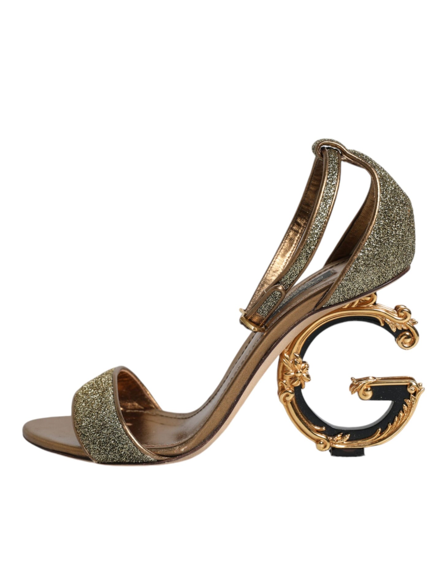 Dolce &amp; Gabbana Gold Lurex Ankle Strap Heel Sandals Shoes