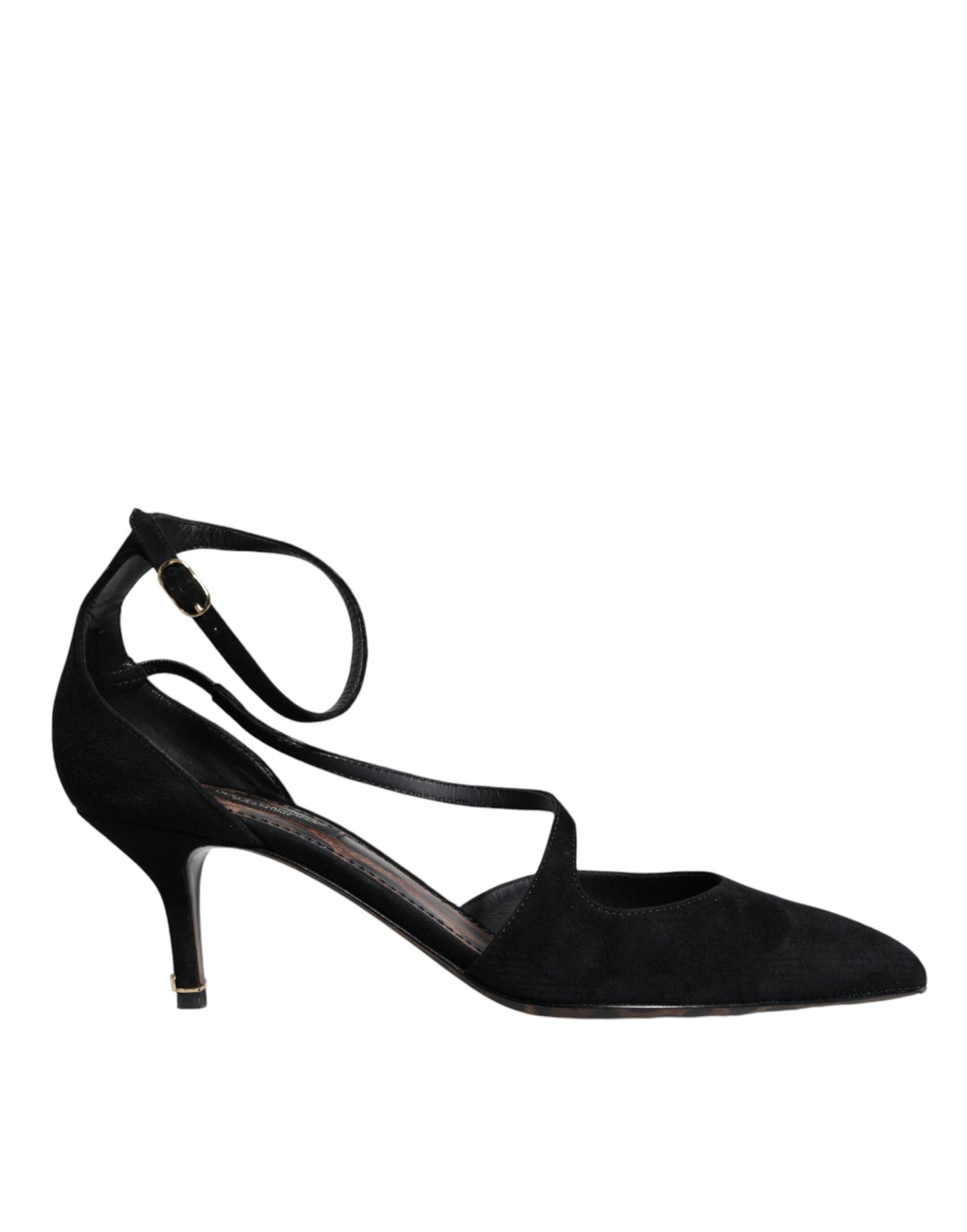 Dolce &amp; Gabbana Black Suede Ankle Strap Heels Pumps Shoes