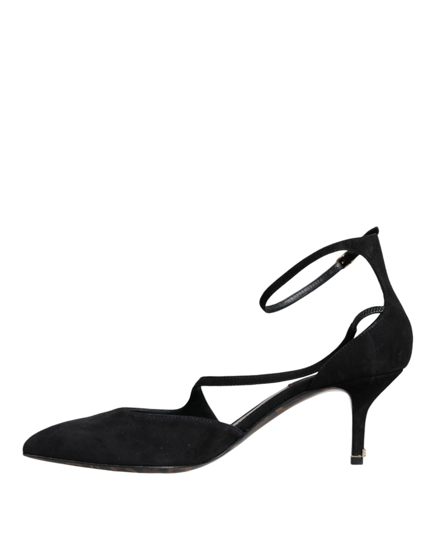 Dolce &amp; Gabbana Black Suede Ankle Strap Heels Pumps Shoes