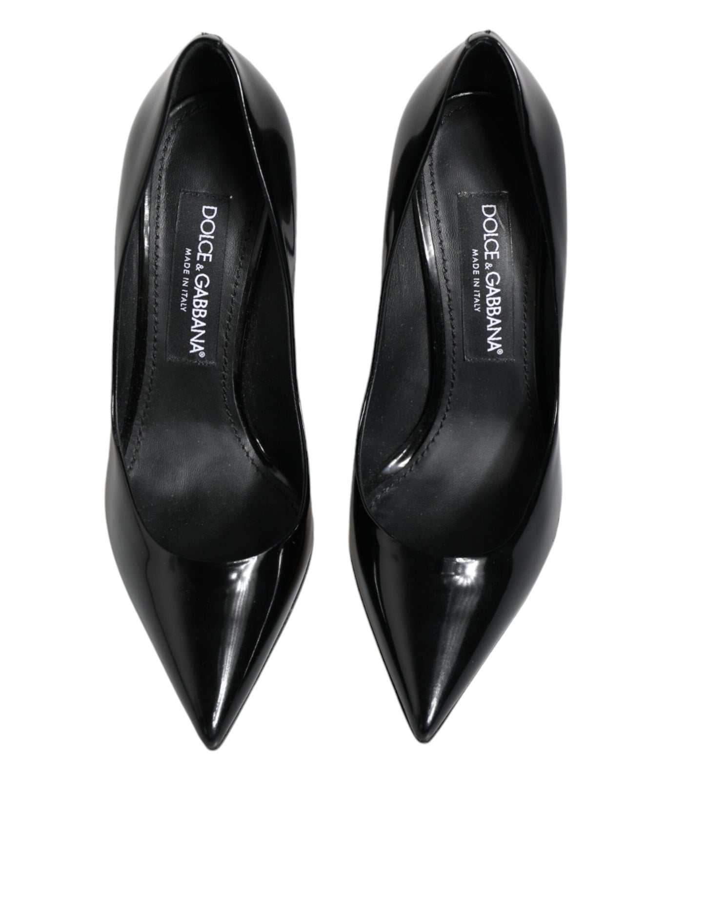 Dolce &amp; Gabbana Black Patent Leather High Heels Pumps Shoes