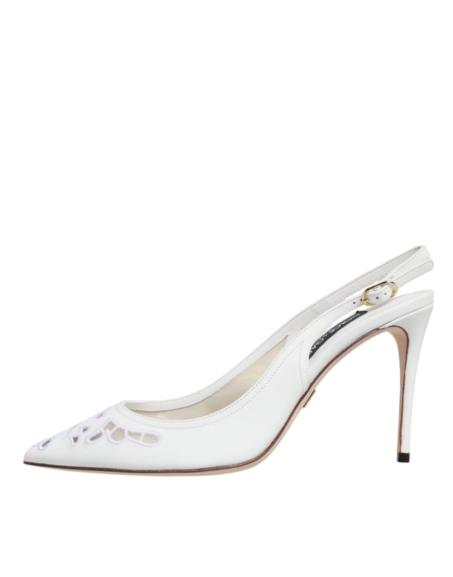 Dolce &amp; Gabbana White Leather Stiletto Heels Slingback Shoes