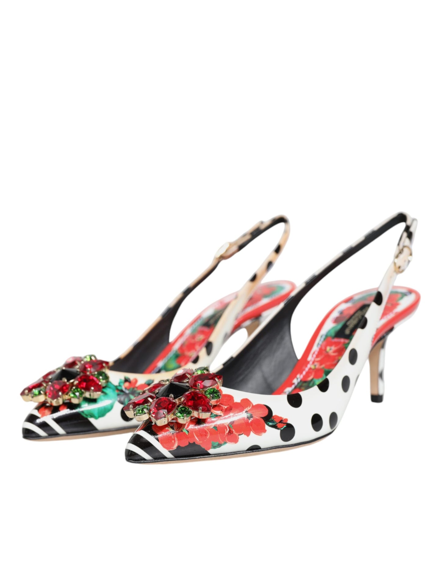 Dolce &amp; Gabbana Multicolor Crystal Heels Slingback Shoes