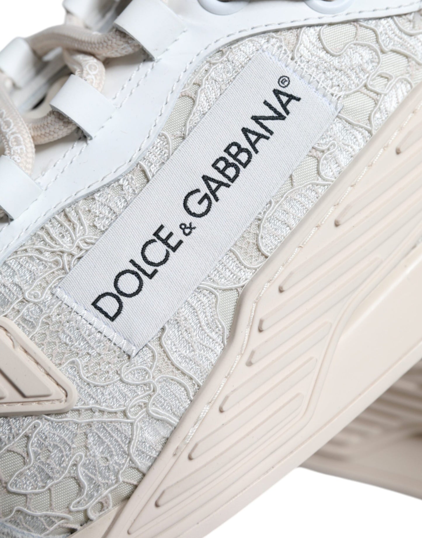 Dolce &amp; Gabbana White Lace NS1 Low Top Sneaker Sports Shoes