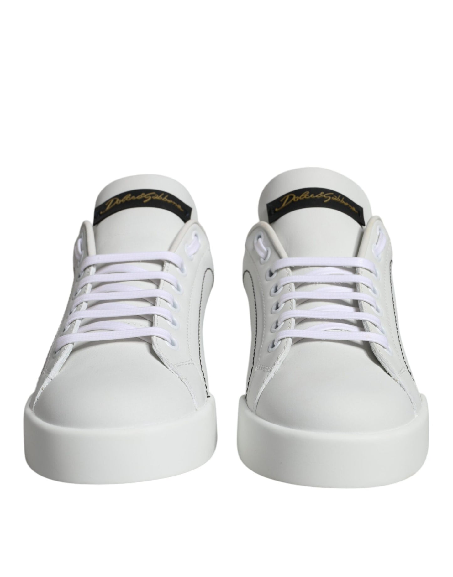 Dolce &amp; Gabbana White Leather Portofino Low Top Sneaker Shoes