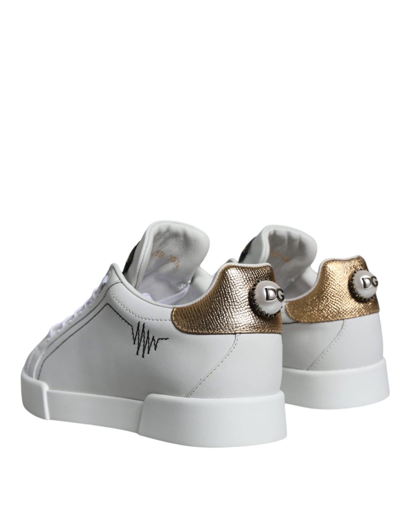 Dolce &amp; Gabbana White Leather Portofino Low Top Sneaker Shoes