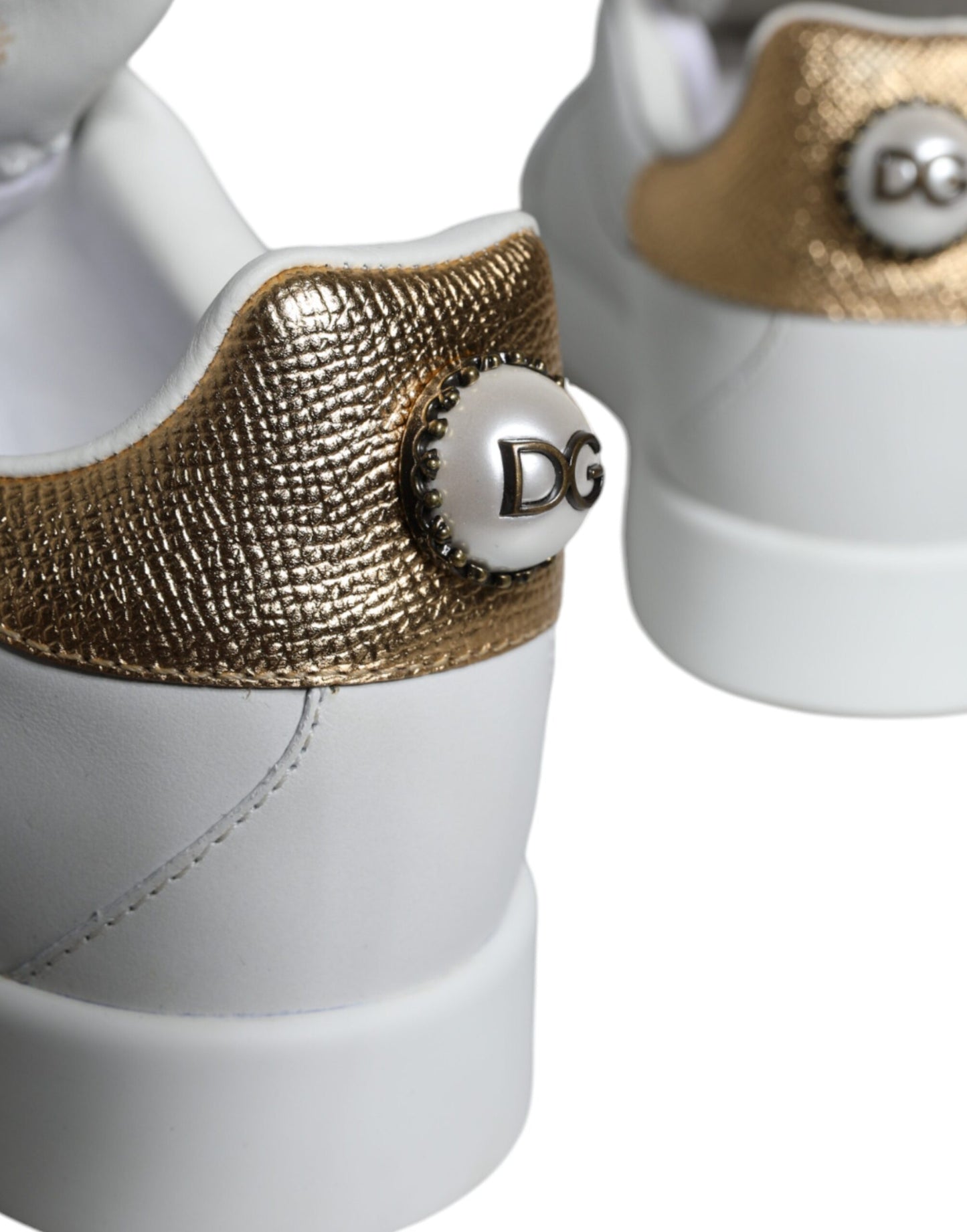 Dolce &amp; Gabbana White Leather Portofino Low Top Sneaker Shoes