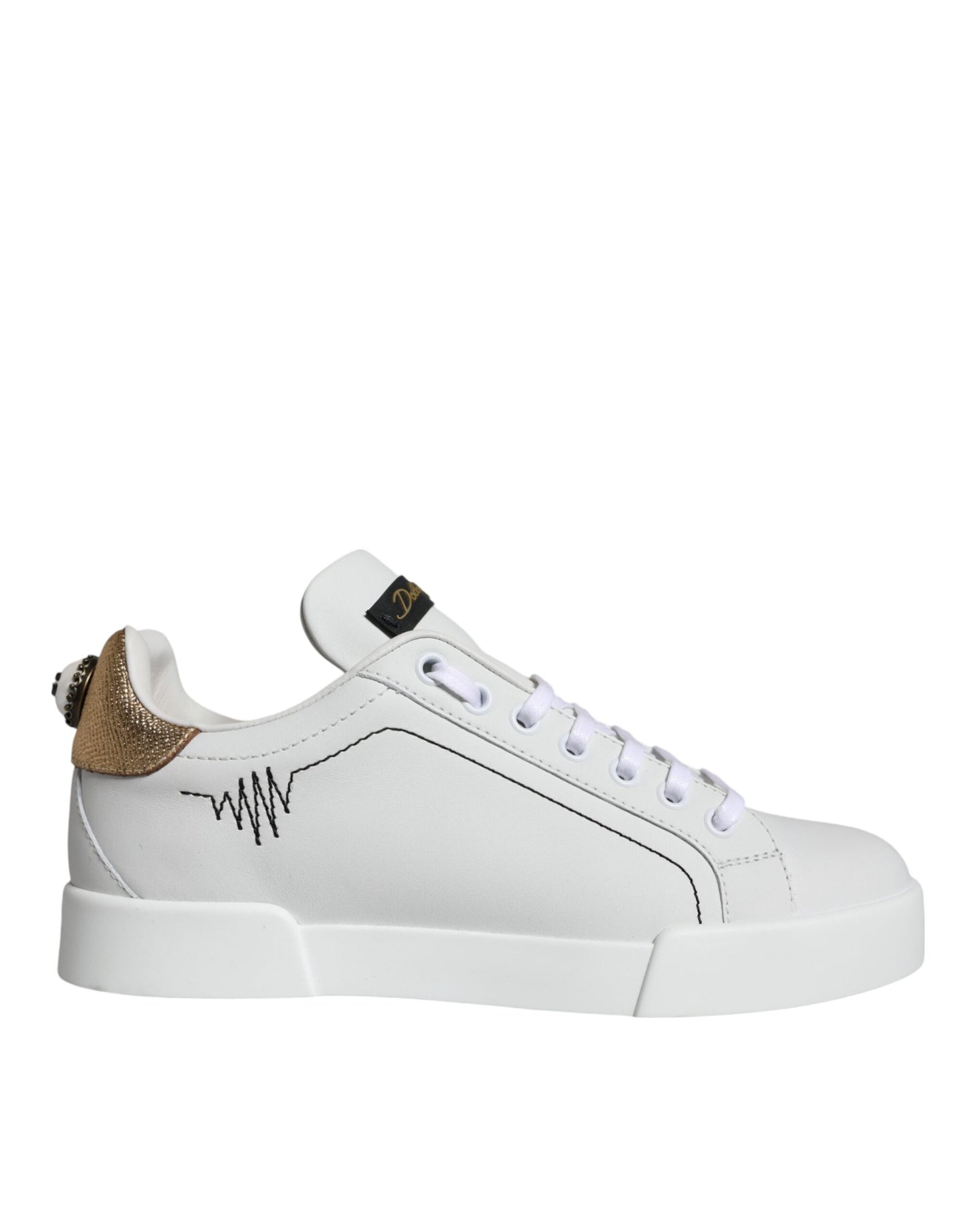 Dolce &amp; Gabbana White Leather Portofino Low Top Sneaker Shoes