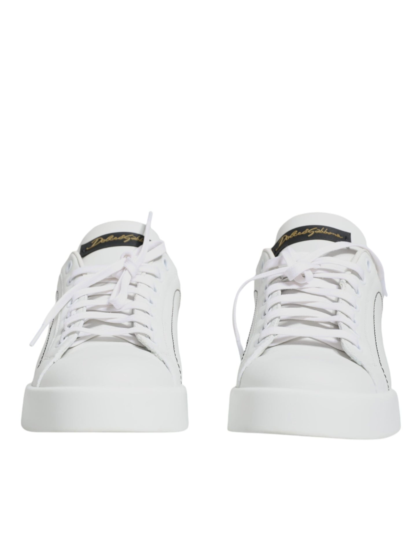 Dolce &amp; Gabbana White Leather Portofino Low Top Sneaker Shoes