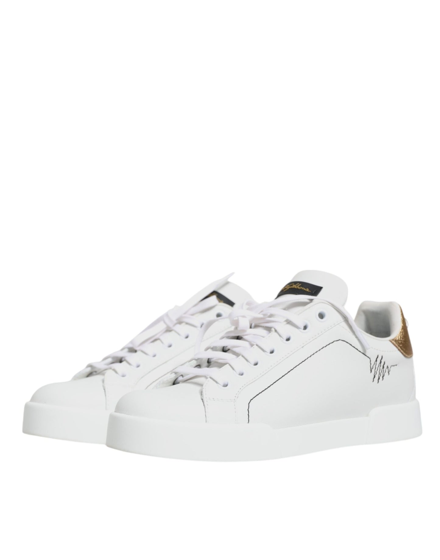 Dolce &amp; Gabbana White Leather Portofino Low Top Sneaker Shoes