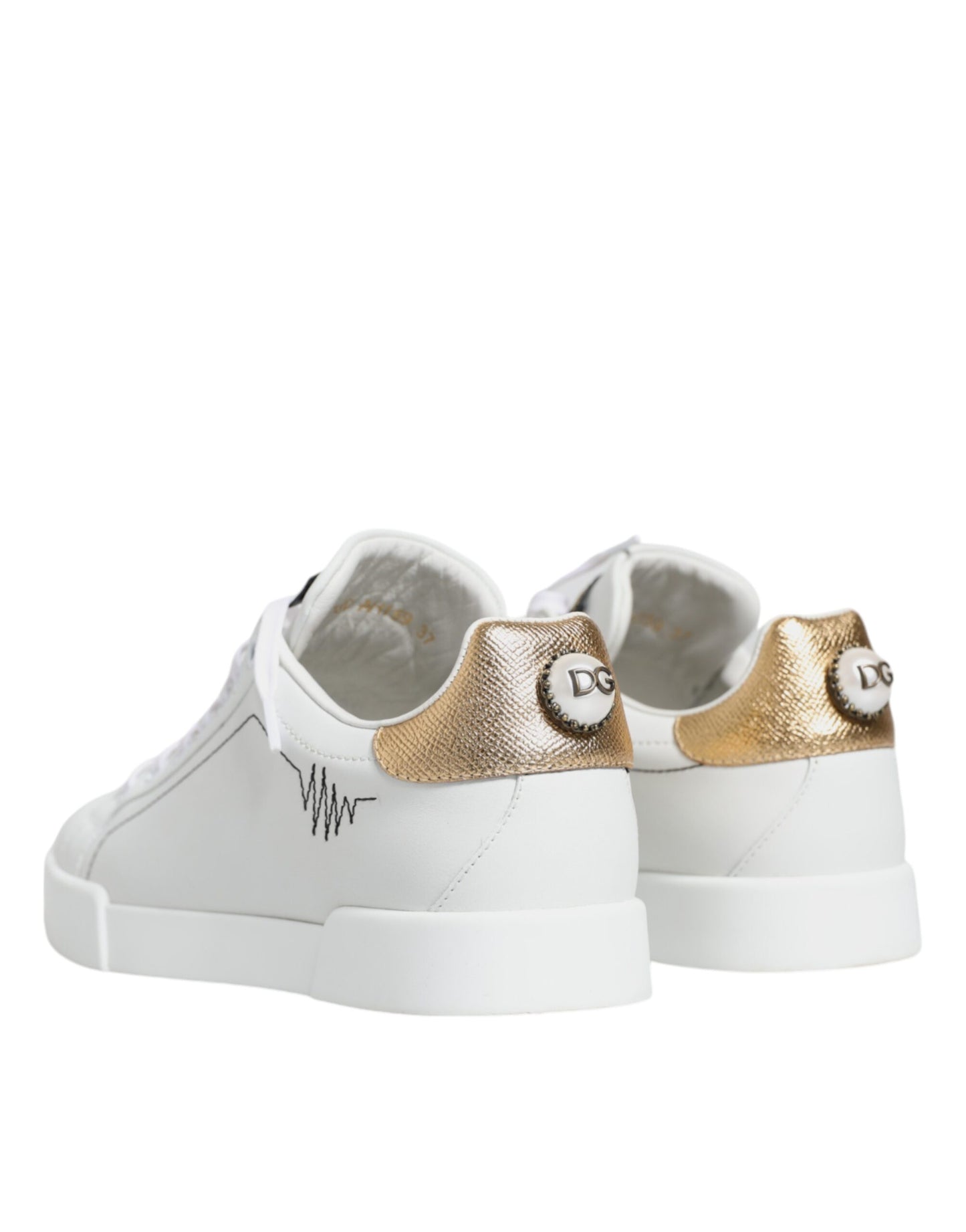 Dolce &amp; Gabbana White Leather Portofino Low Top Sneaker Shoes