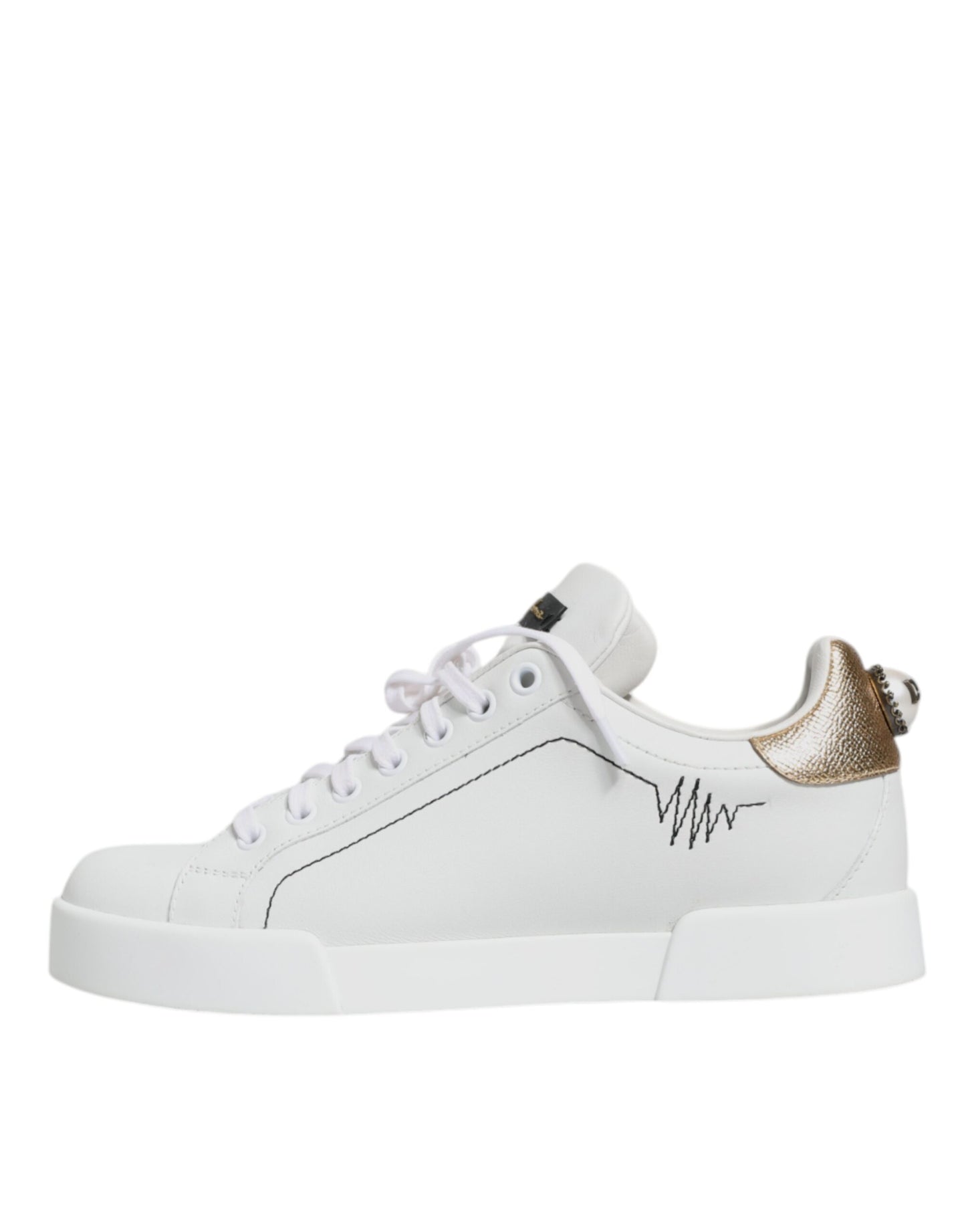 Dolce &amp; Gabbana White Leather Portofino Low Top Sneaker Shoes