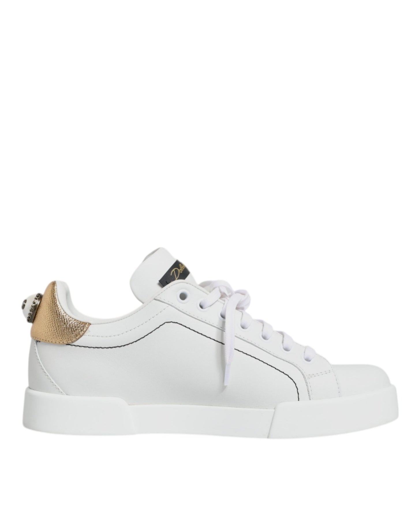 Dolce &amp; Gabbana White Leather Portofino Low Top Sneaker Shoes