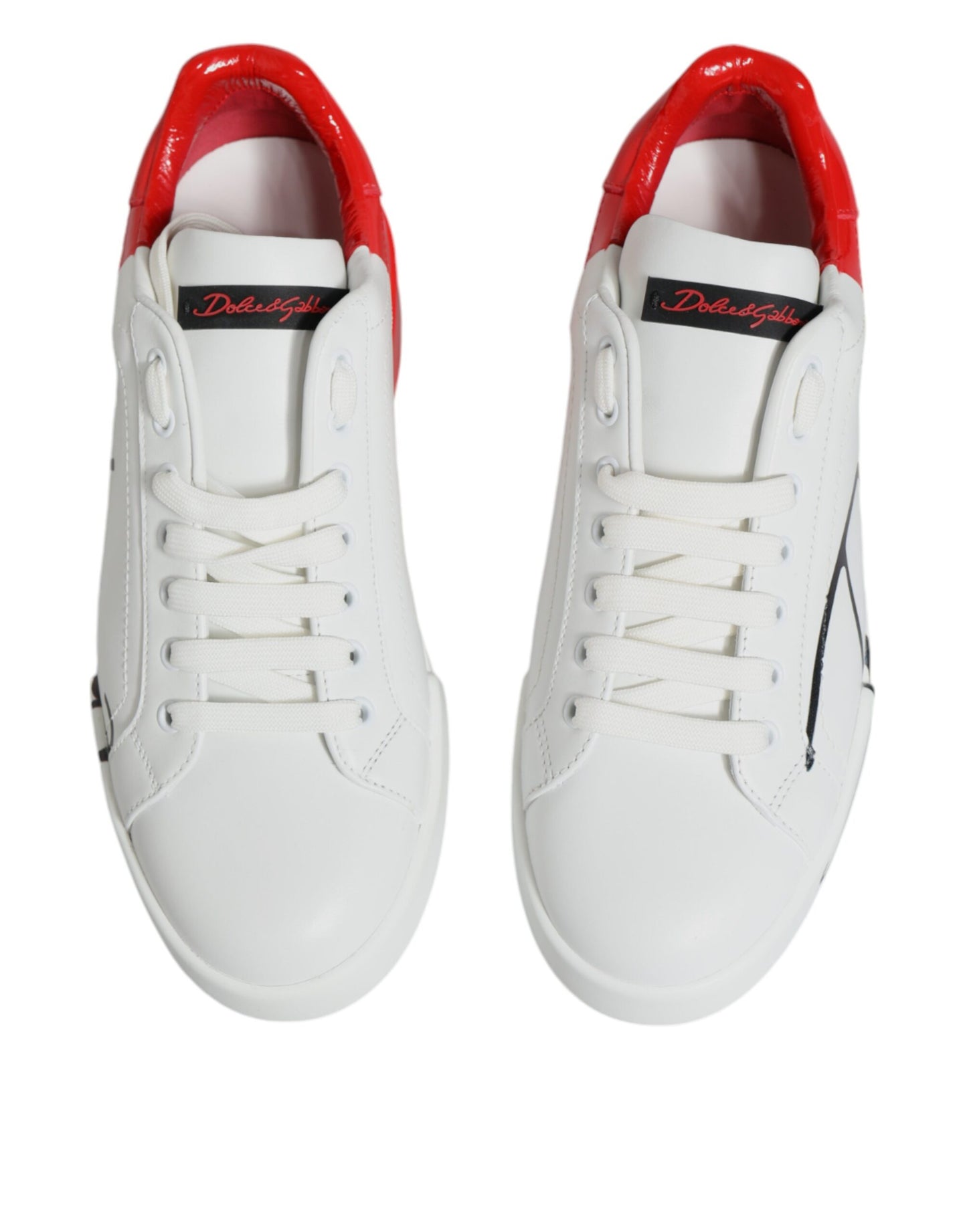 Dolce &amp; Gabbana White Red Portofino Low Top Sneakers Shoes