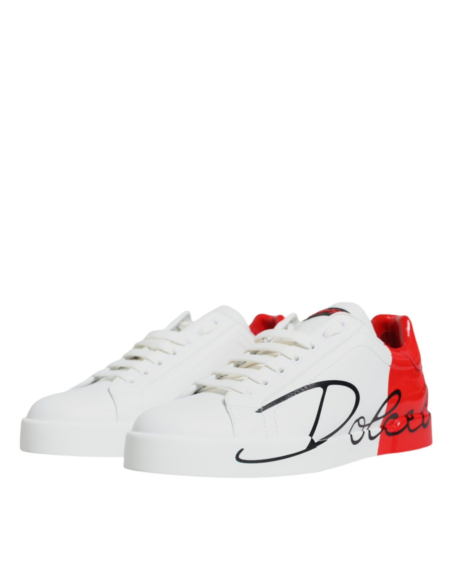 Dolce &amp; Gabbana White Red Portofino Low Top Sneakers Shoes