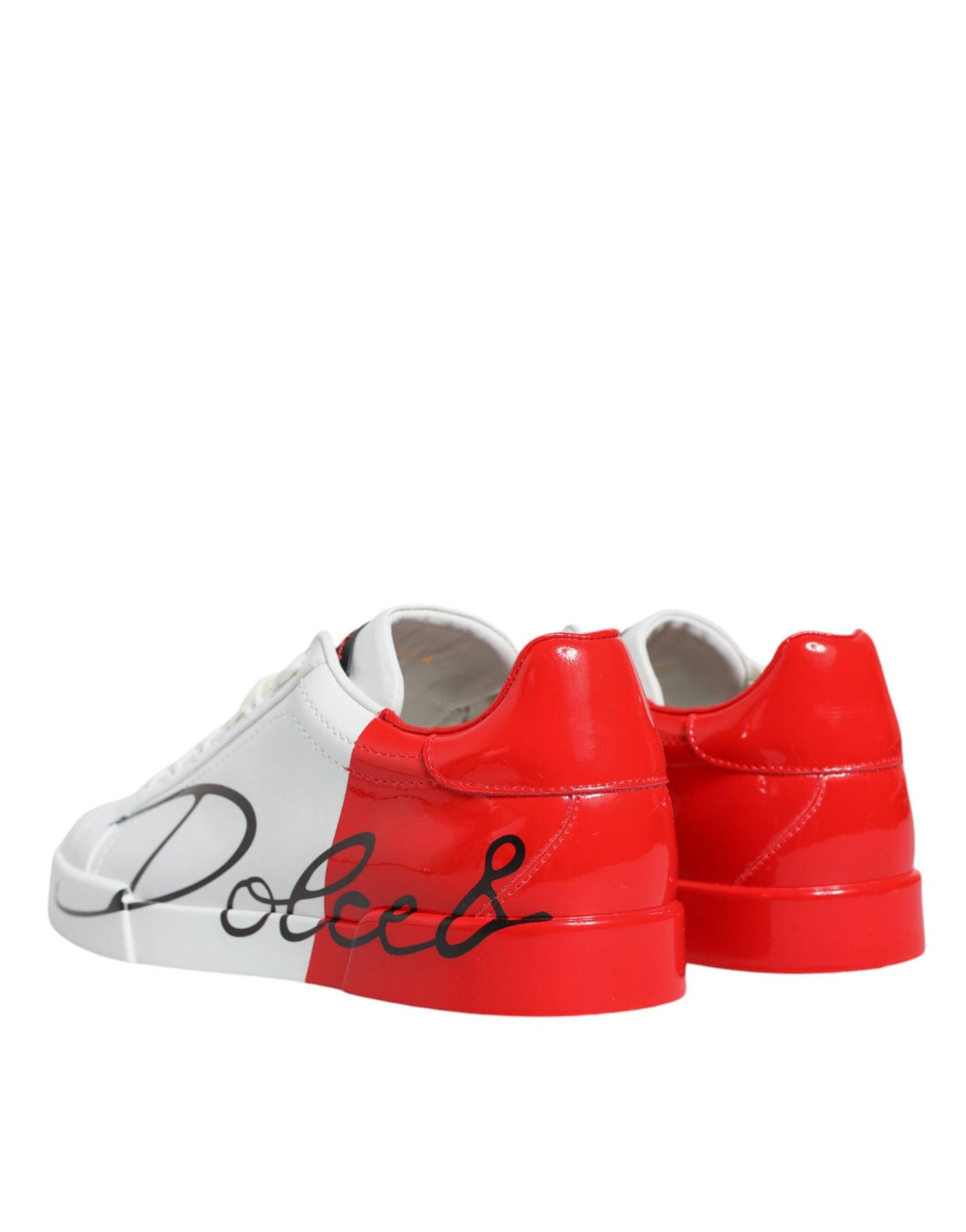 Dolce &amp; Gabbana White Red Portofino Low Top Sneakers Shoes