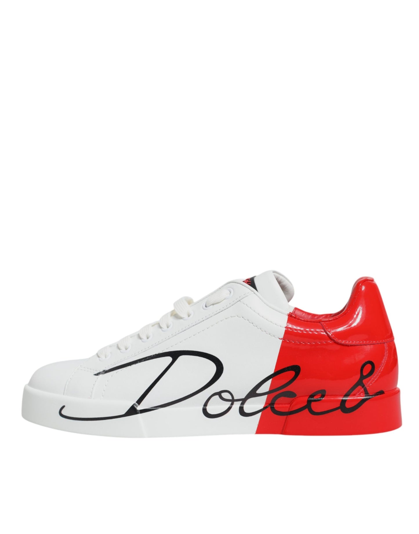 Dolce &amp; Gabbana White Red Portofino Low Top Sneakers Shoes