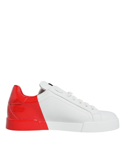 Dolce &amp; Gabbana White Red Portofino Low Top Sneakers Shoes