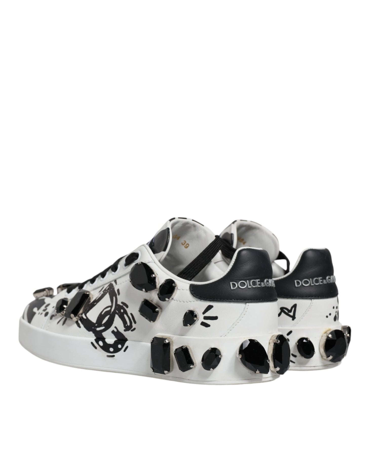 Dolce &amp; Gabbana White Crystal Portofino Low Top Sneaker Shoes