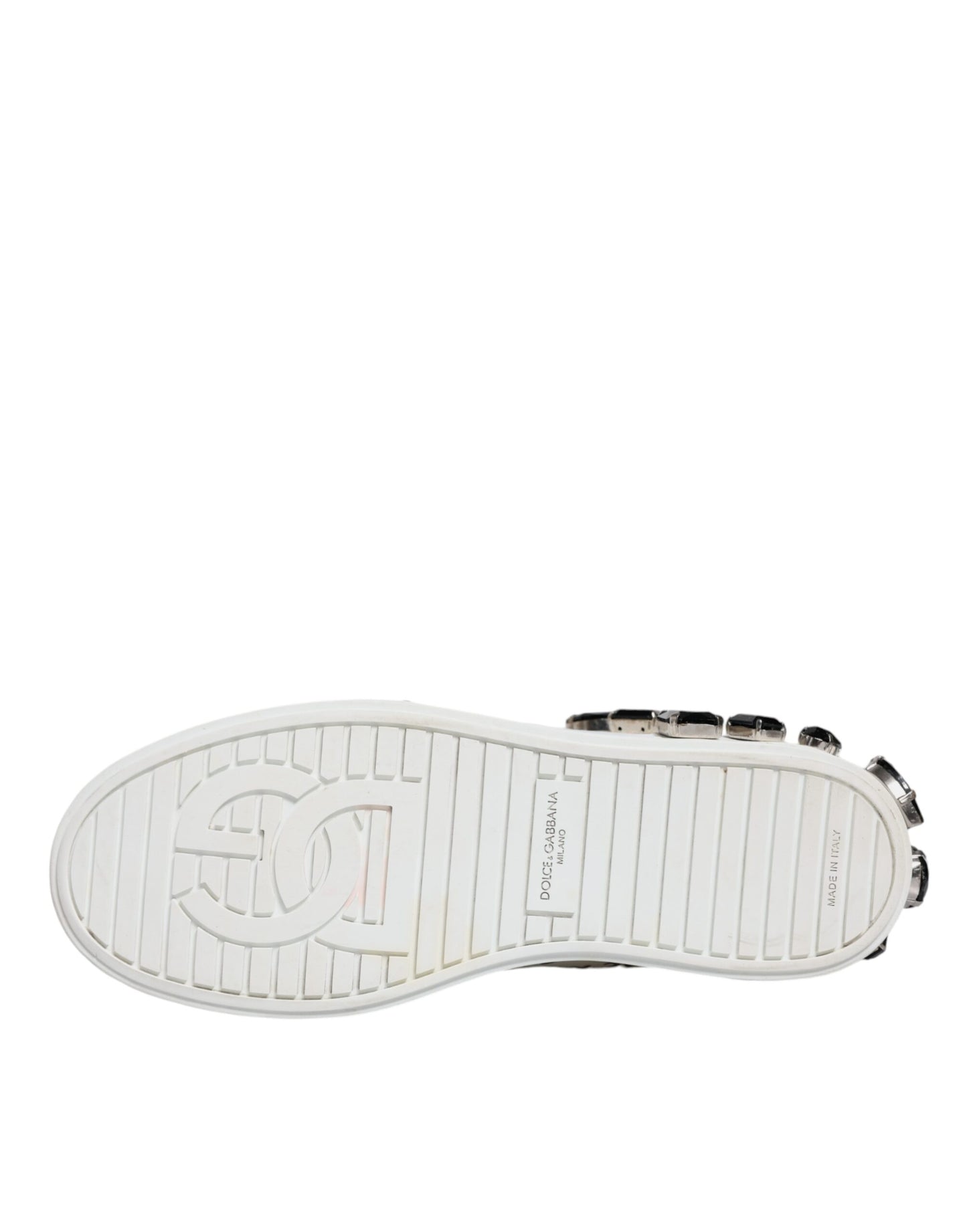 Dolce &amp; Gabbana White Crystal Portofino Low Top Sneaker Shoes