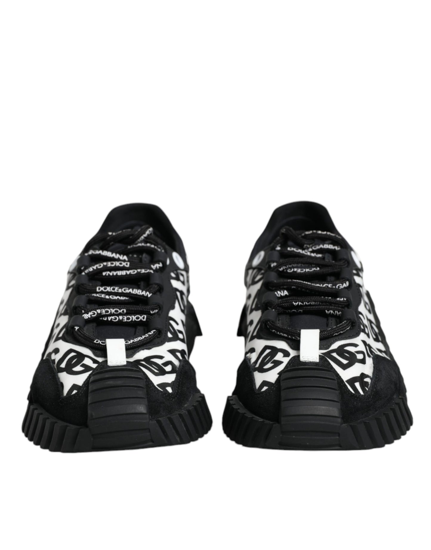 Dolce &amp; Gabbana Black Logo Lace Up Low Top NS1 Sneakers Shoes