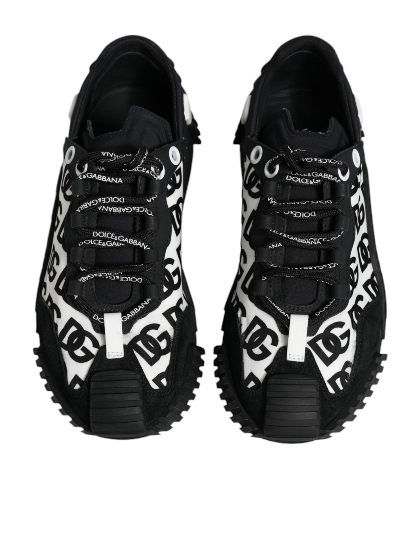 Dolce &amp; Gabbana Black Logo Lace Up Low Top NS1 Sneakers Shoes