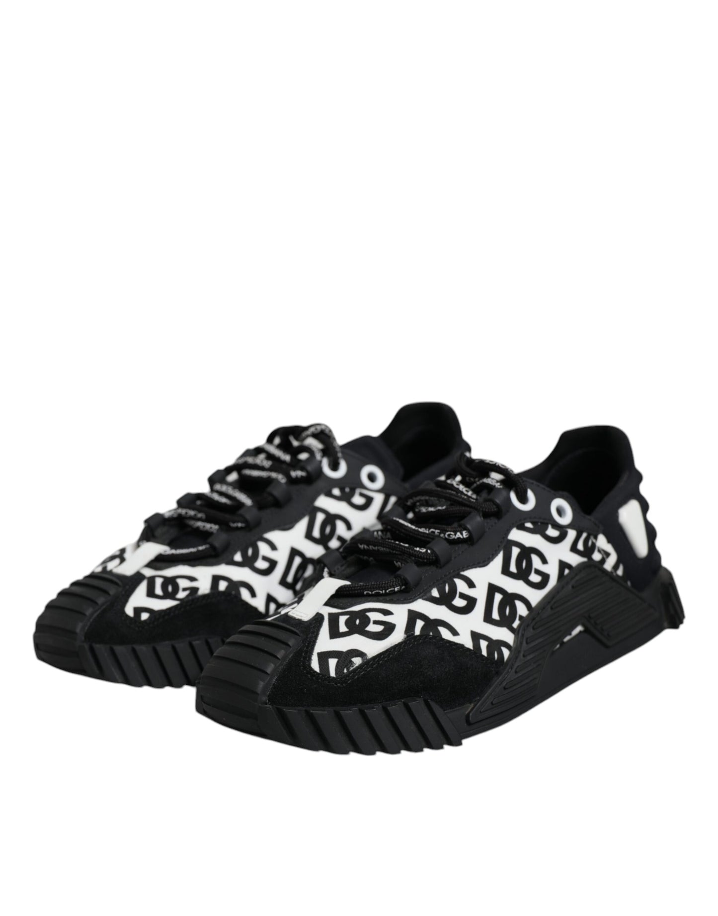 Dolce &amp; Gabbana Black Logo Lace Up Low Top NS1 Sneakers Shoes