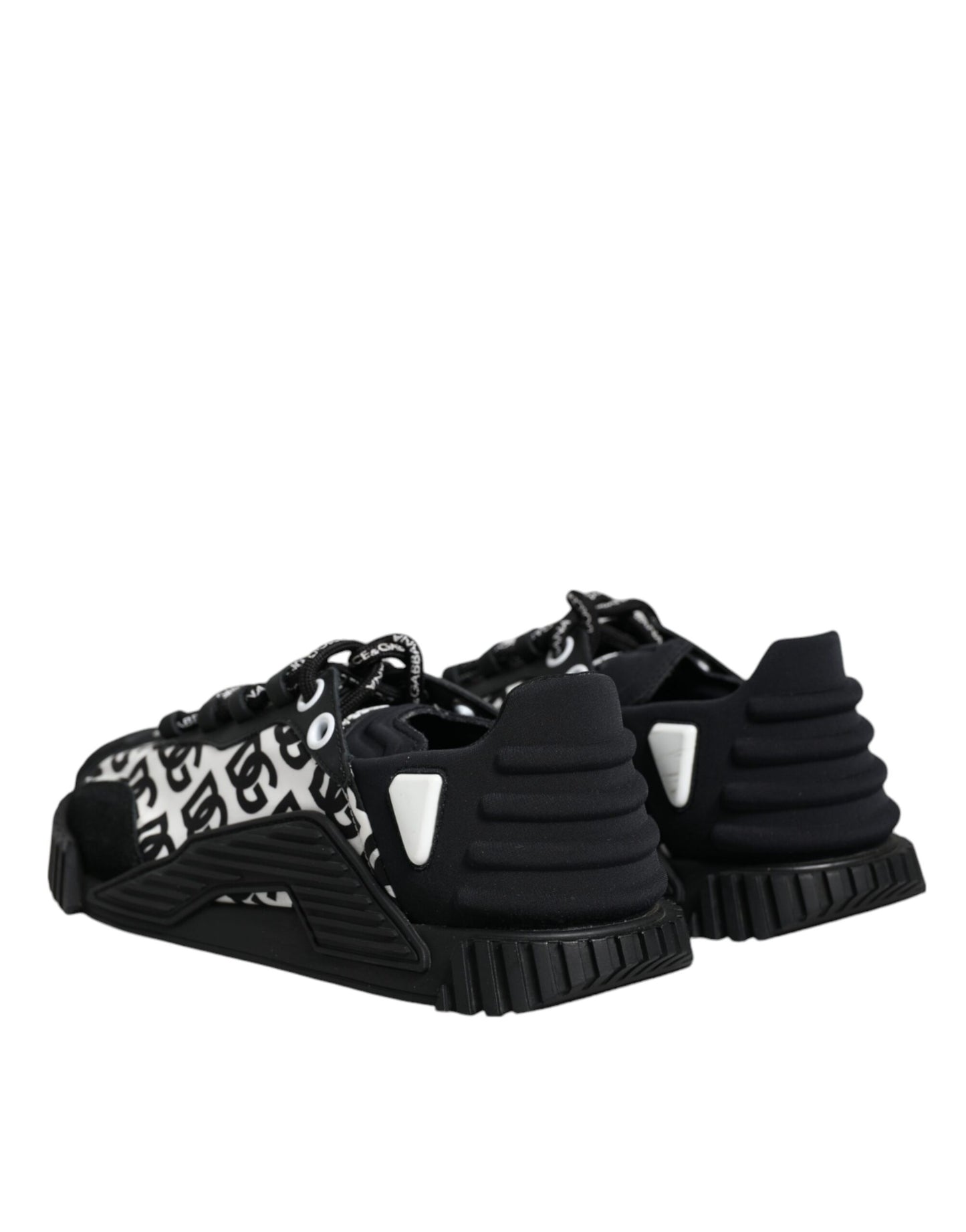 Dolce &amp; Gabbana Black Logo Lace Up Low Top NS1 Sneakers Shoes