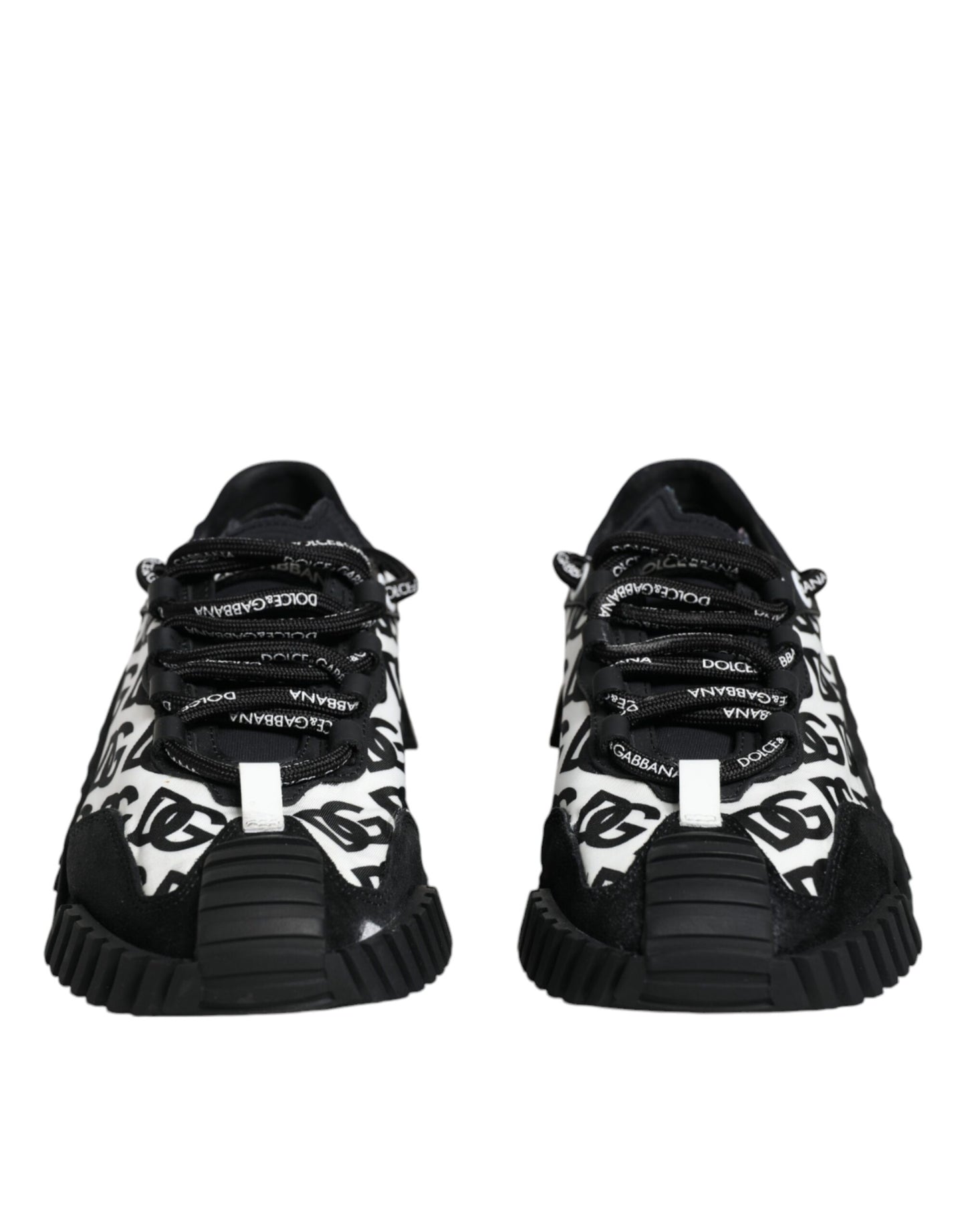 Dolce &amp; Gabbana Black Logo Lace Up Low Top NS1 Sneakers Shoes