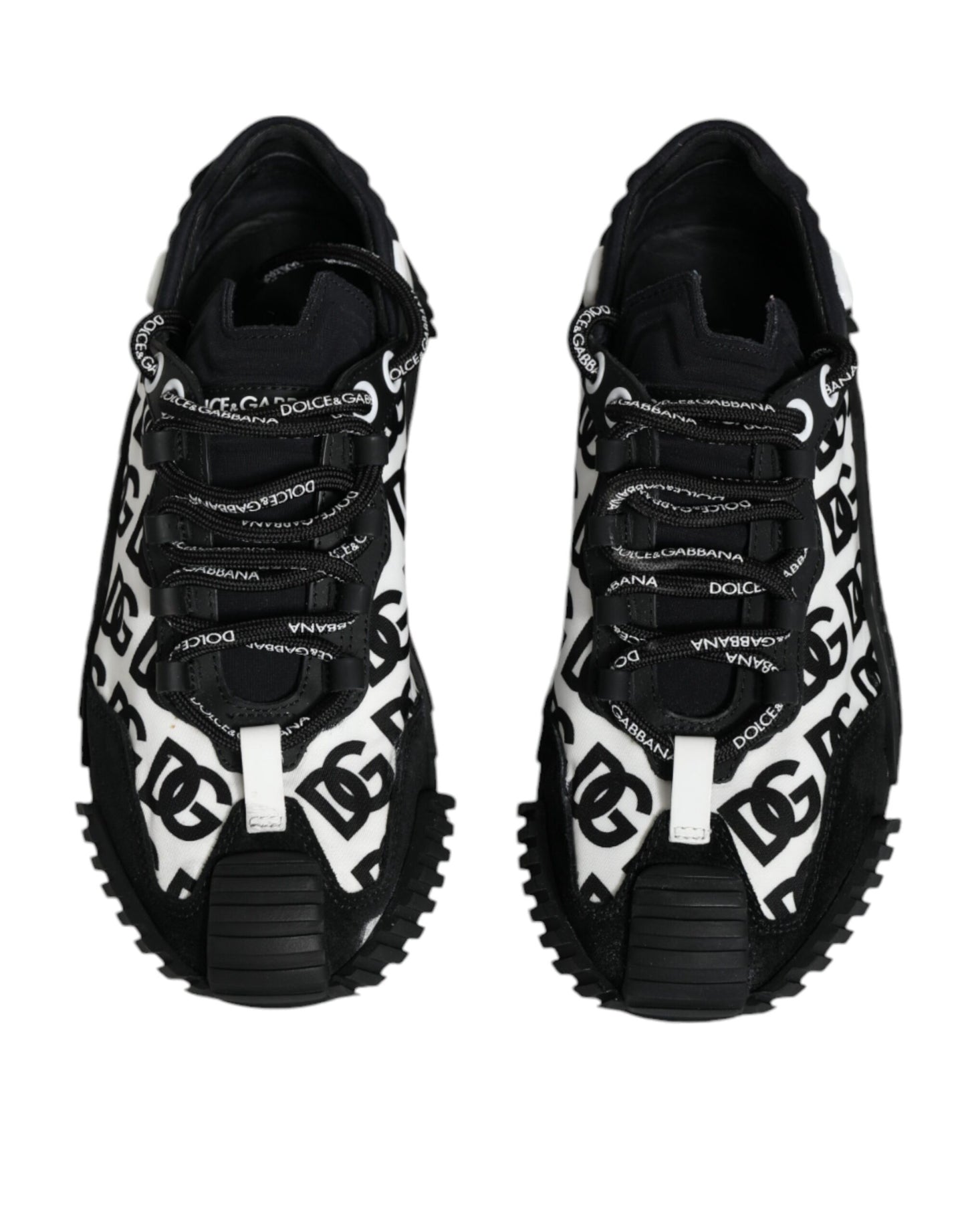 Dolce &amp; Gabbana Black Logo Lace Up Low Top NS1 Sneakers Shoes