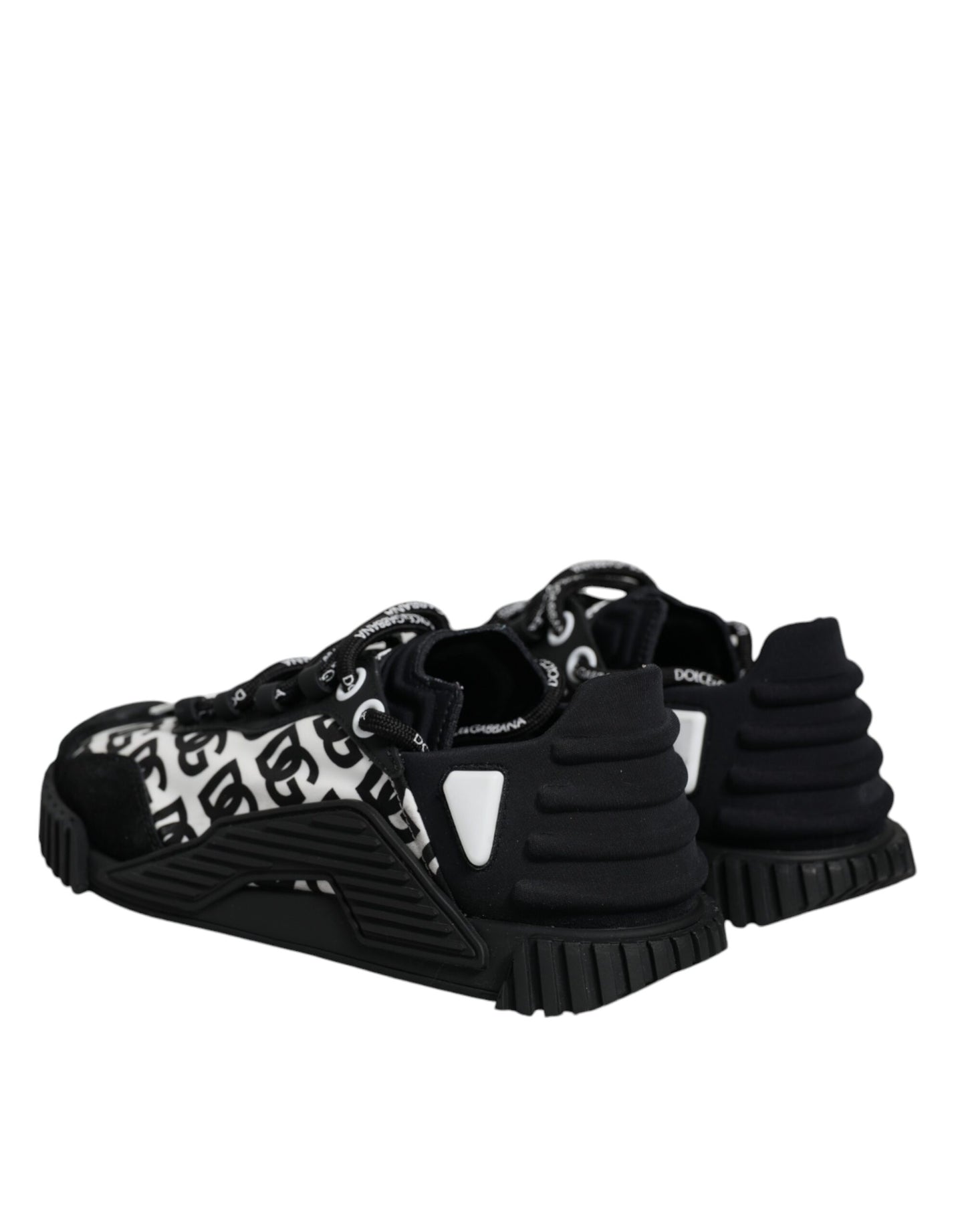 Dolce &amp; Gabbana Black Logo Lace Up Low Top NS1 Sneakers Shoes