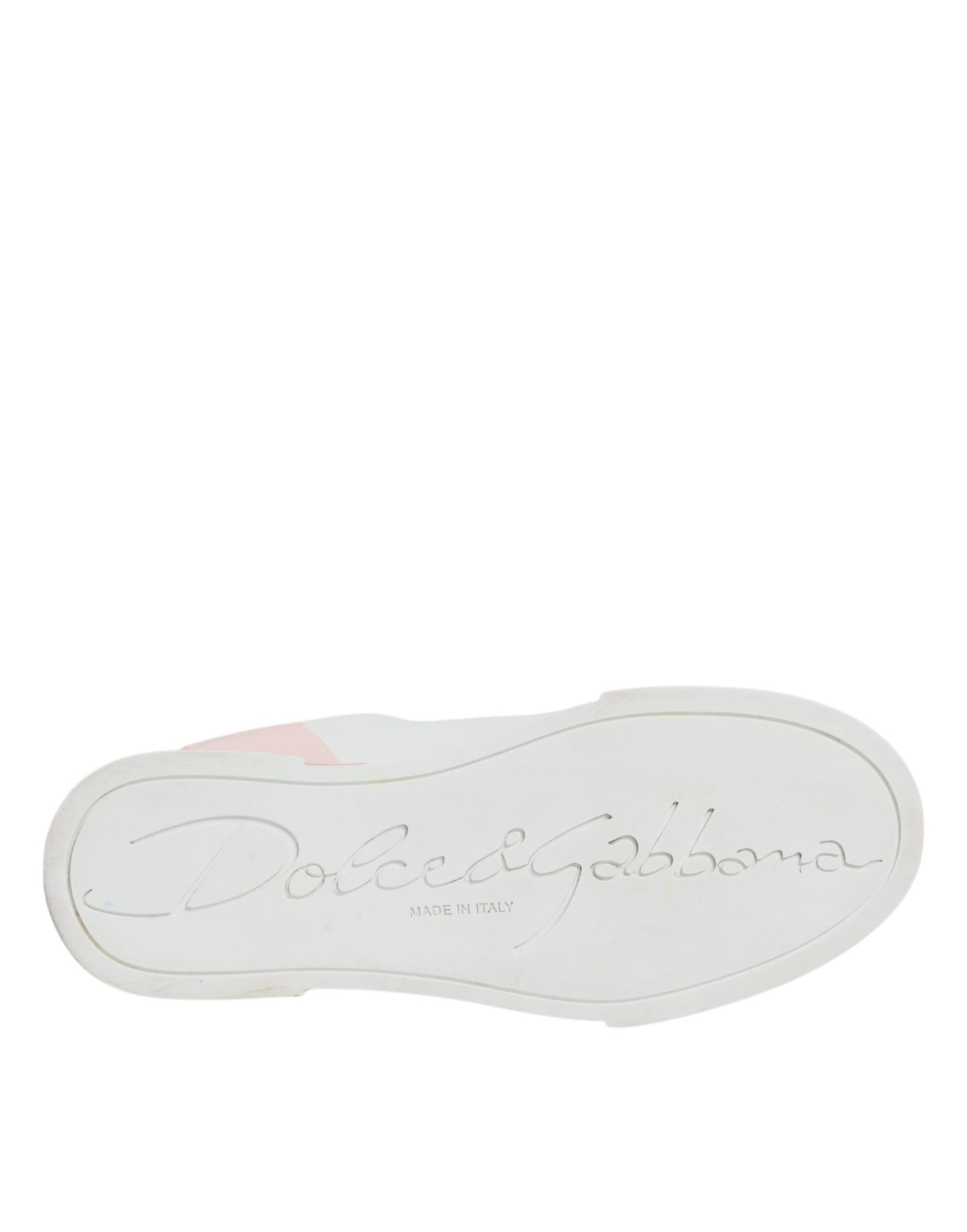 Dolce &amp; Gabbana White Pink Portofino Low Top Sneakers Shoes