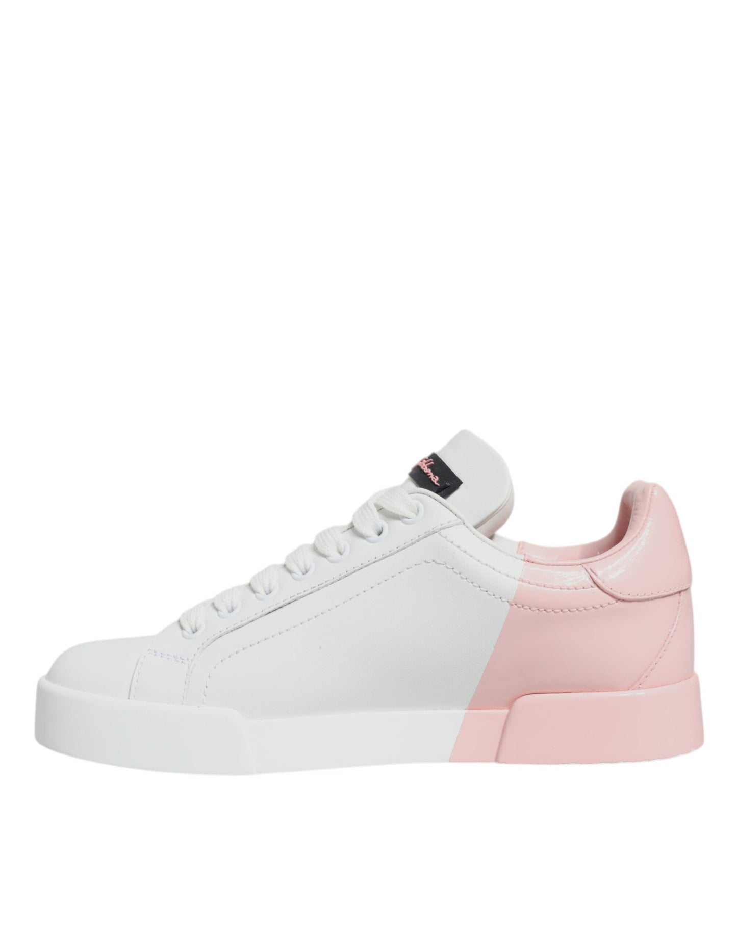 Dolce &amp; Gabbana White Pink Portofino Low Top Sneakers Shoes