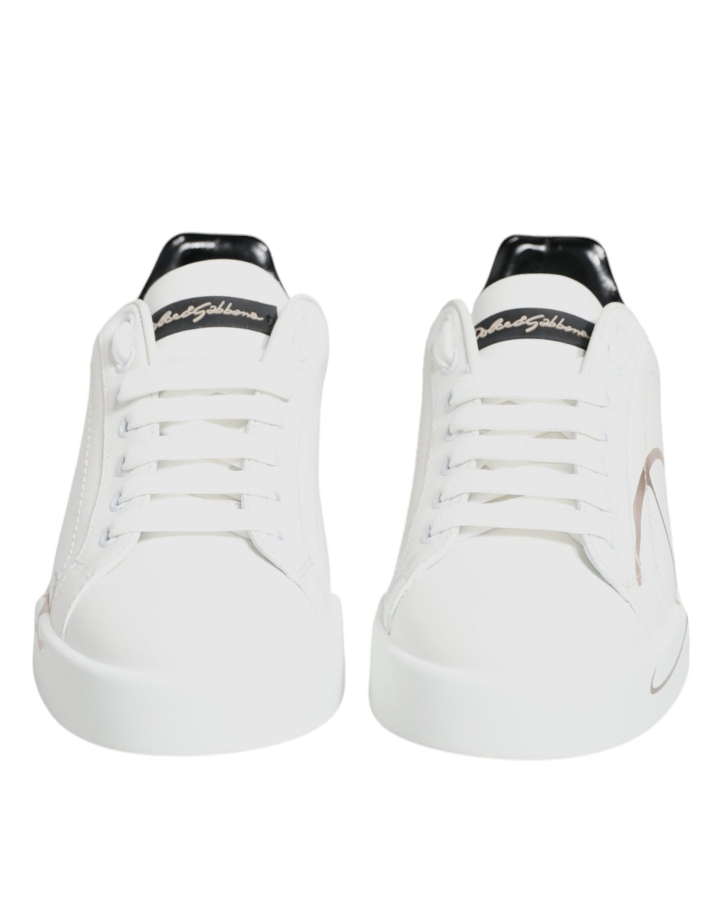 Dolce &amp; Gabbana White Black Portofino Low Top Sneakers Shoes